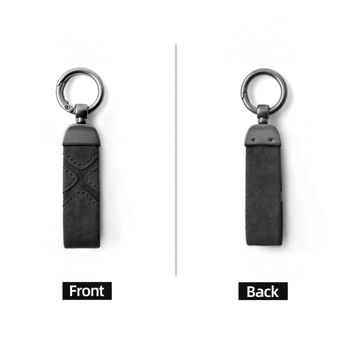 BETTERHUMZ Leather Suede Car Keychain,Key Chain Clip for Alcantara, Anti-Lost D-Ring for Men and Women Car Accessories (Suede, Black)