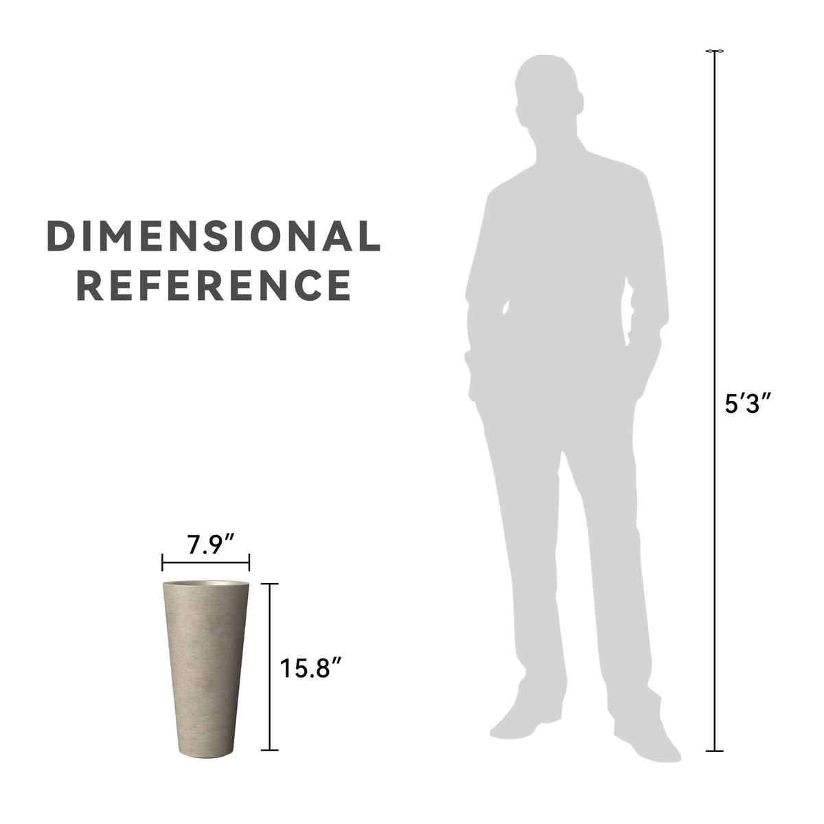 Kante Tall Concrete Planter (Set of 2), 15.8 Inch Height Large Flower Pot for Indoor Outdoor Plants, Suitable for Home, Patio, Garden, Porch, Weathered Concrete