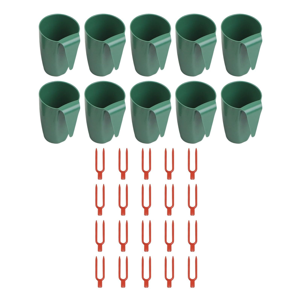 Strawberry Rooting Cup Kit with 20 Forks for Plant Propagation, Hanging Transplant Grow Station for Garden Greenhouse Balcony, 10 Cups Green