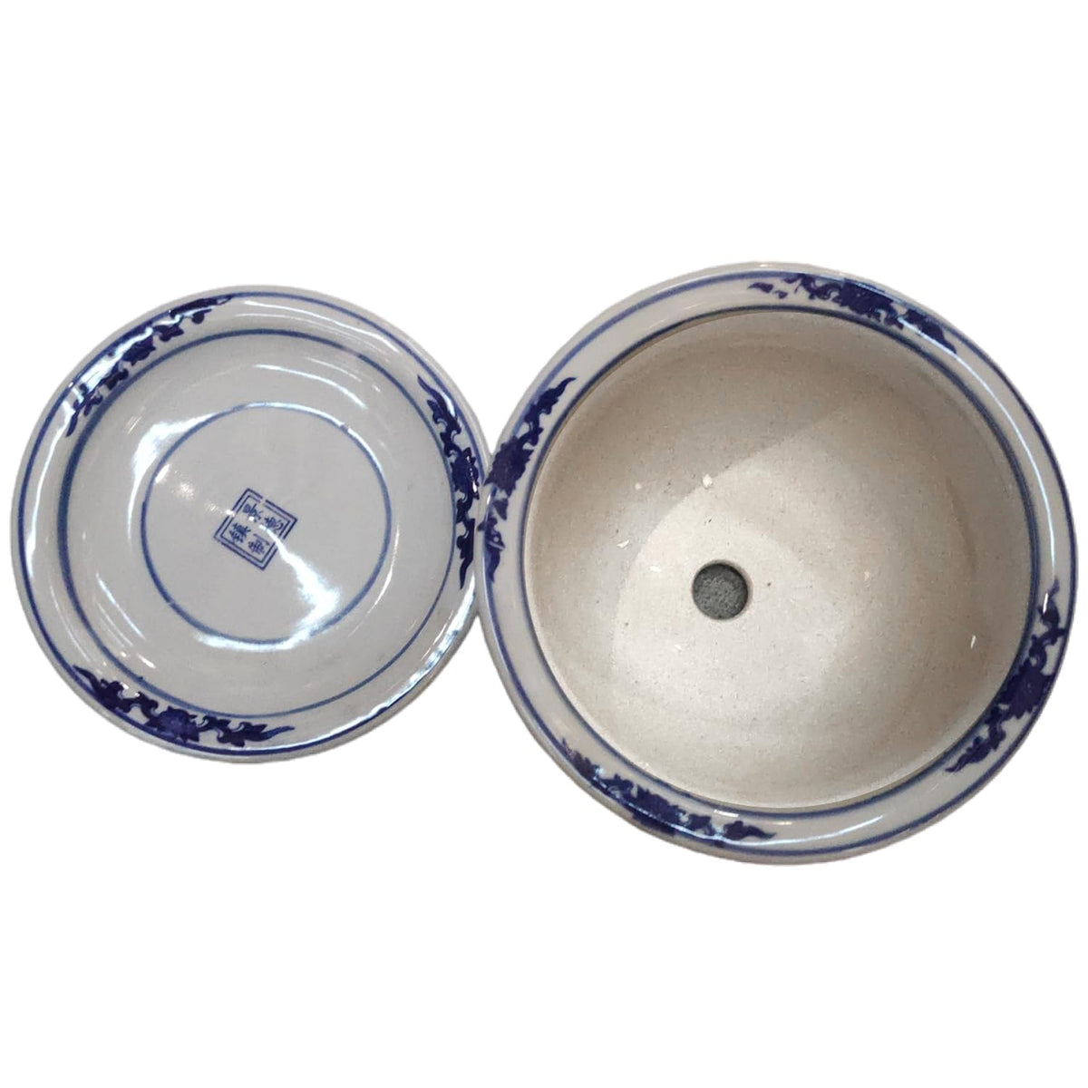 Angoily Blue and White Ceramic Planter 1 Set Chinese Ceramic Flower Pots Decorative Succulent Plant Pot with Trays for Indoor Outdoor Desktop Garden Balcony