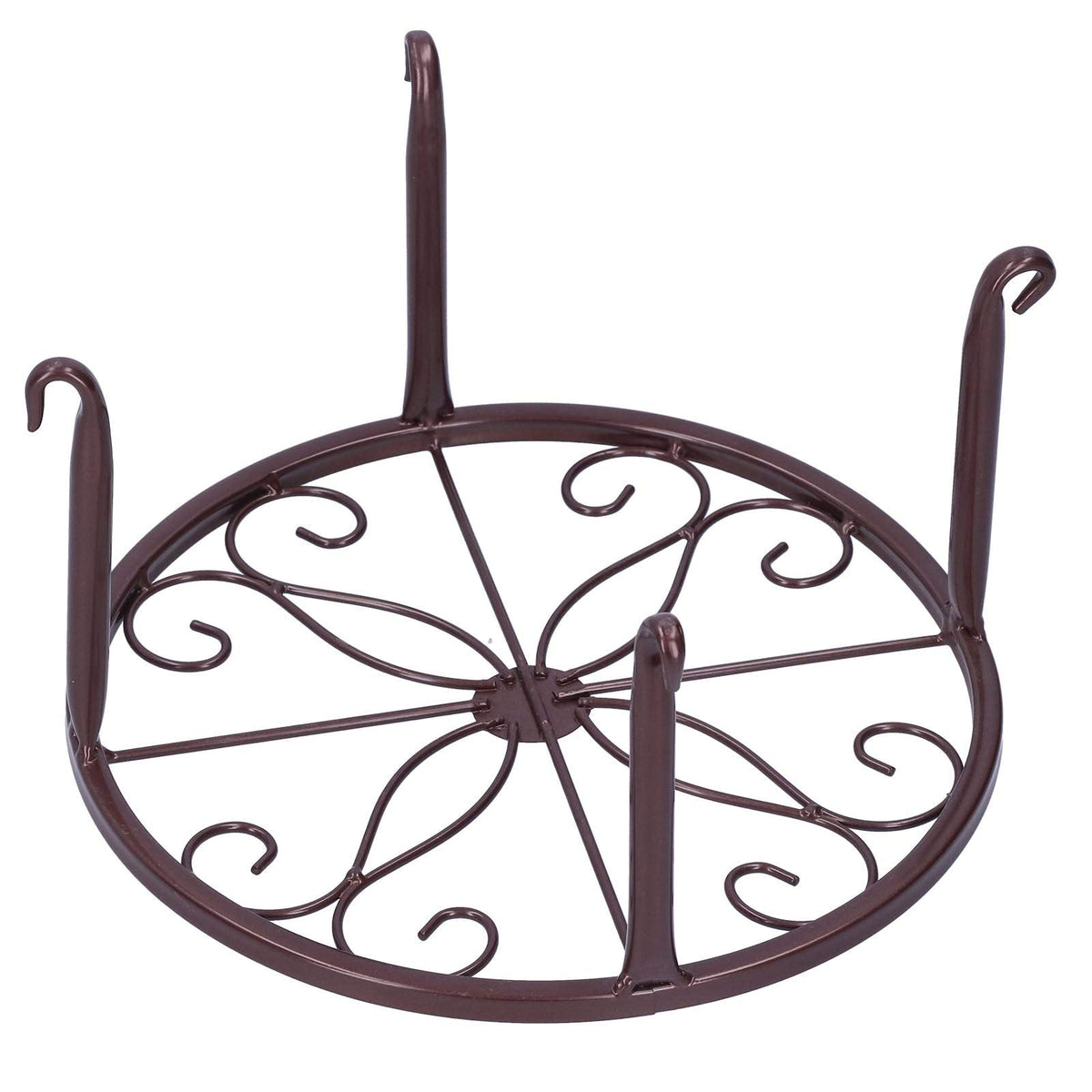 AQFNEB 2PCS Plant Stand Flower Pot Holder, Wrought Iron Plant Rack with 4 - Point Stable Base, Bronze Indoor Outdoor Planter Shelf for Living Room Balcony Office Decor