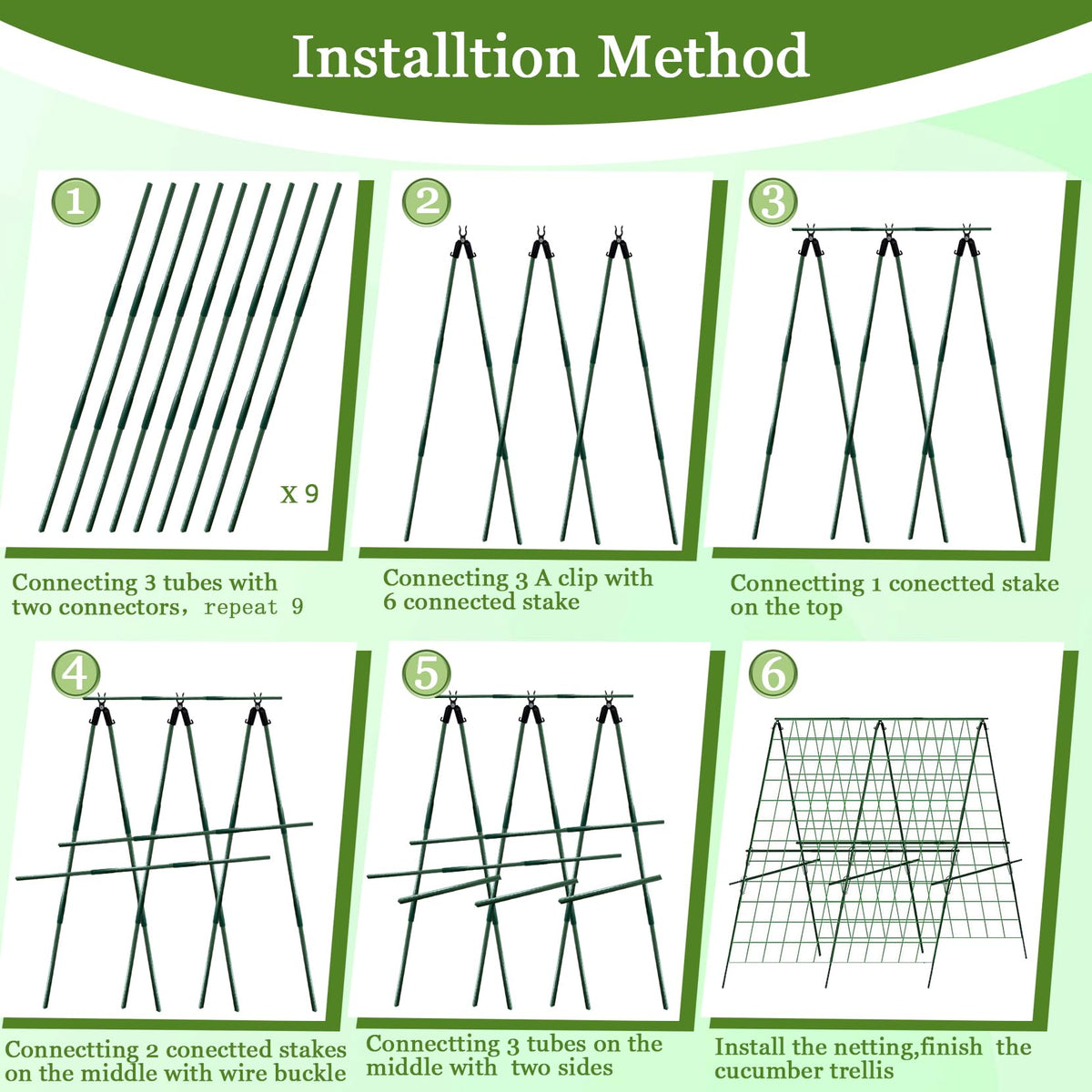 Cucumber Trellis for Raised Bed, 47" H*47" W Garden Trellis for Climbing Plants Outdoor,Metal Trellises Gardening Supplies,A Frame Plant Support Frame for Cucumber, Flower, Tomato, Grape