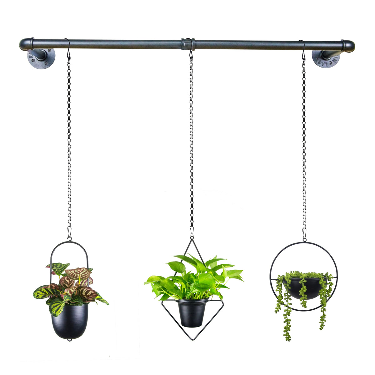 HemePaha Metal Plant Hanger Indoor with 3 Hanging Chains, 38.2 Inch Black Hanging Planters Rod for Indoor Plants, Wall Hanging Plant Holder for Window, Ceiling (Hanging Planters Not Included)