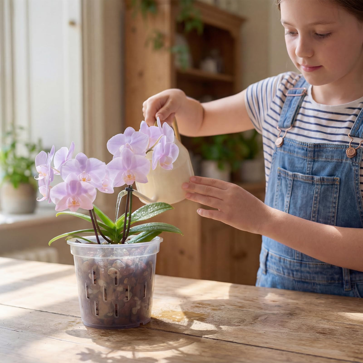 YIKUSH Orchid Pot - 5 Inch Plant Pot 5 Pack Clear Orchid Pots with Holes for Healthy Roots - Clear Design Plastic Plant Pot for Indoor and Outdoor Orchid Care