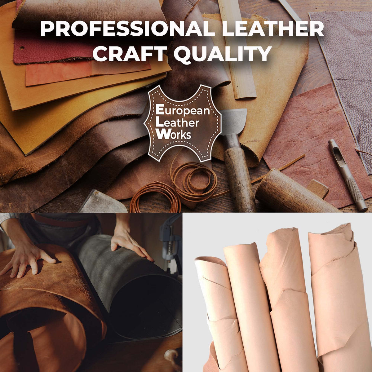 ELW 7-8 oz.(3-3.2 mm) Thickness Pre-Cut Square 8"x8", Tooling Leather Vegetable Tanned Full Grain Leather - Cowhide Leathercraft for Holsters Knife Sheaths Coasters Molding Emboss Stamp Cases