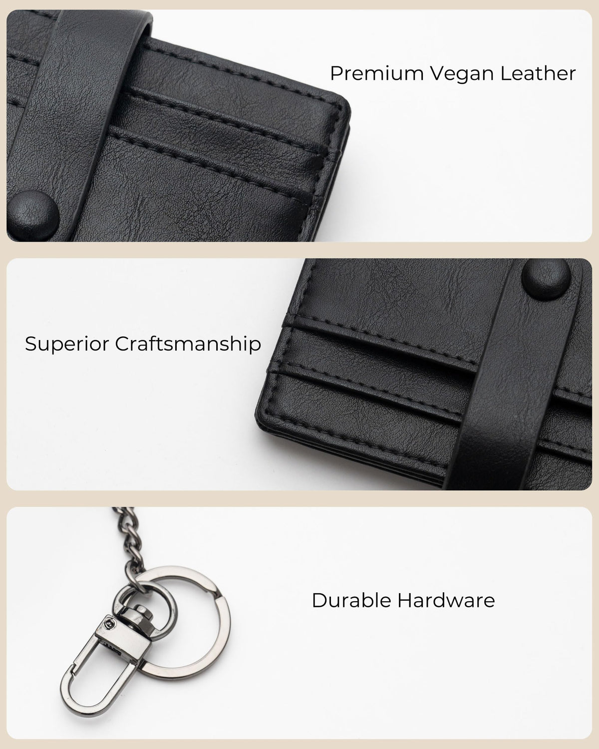 Alldaily Slim Keychain Wallet for Women, RFID Blocking Small Bifold Travel Credit Card Holder (Black)
