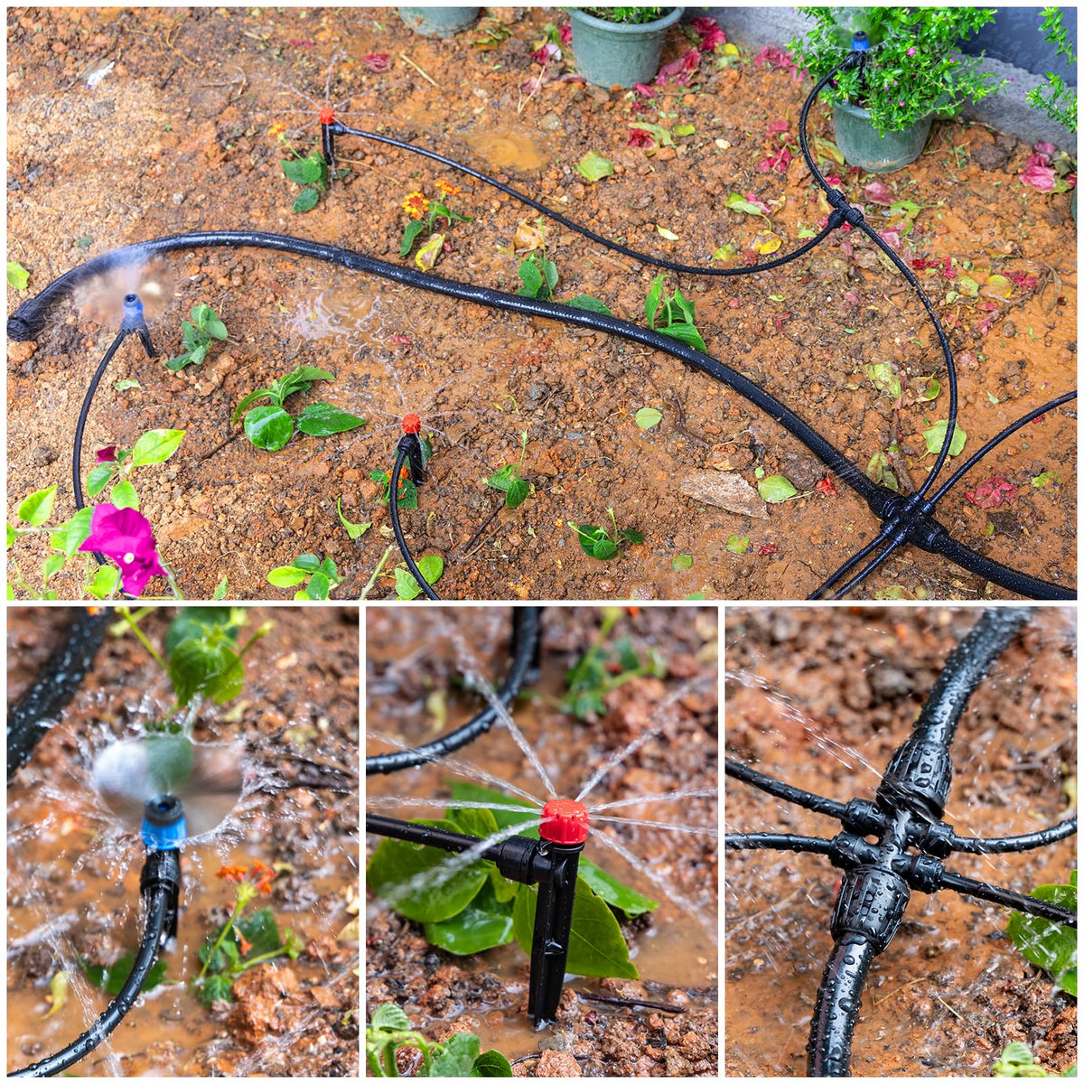Maotong 240FT Drip Irrigation System Kit New Quick-Connect, Automatic Garden Watering Misting System for Greenhouse, Yard, Lawn, Plant with 1/2 inch Hose 1/4 inch Distribution Tubing and Accessories