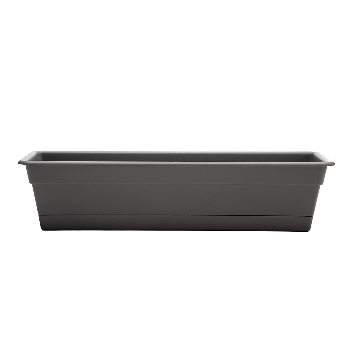 Bloem Dura Cotta Window Box Planter: 24" - Charcoal - with Tray, Weatherproof Resin Box, Removable Tray for Indoor & Outdoor Use, Gardening, 3 Gallon Capacity