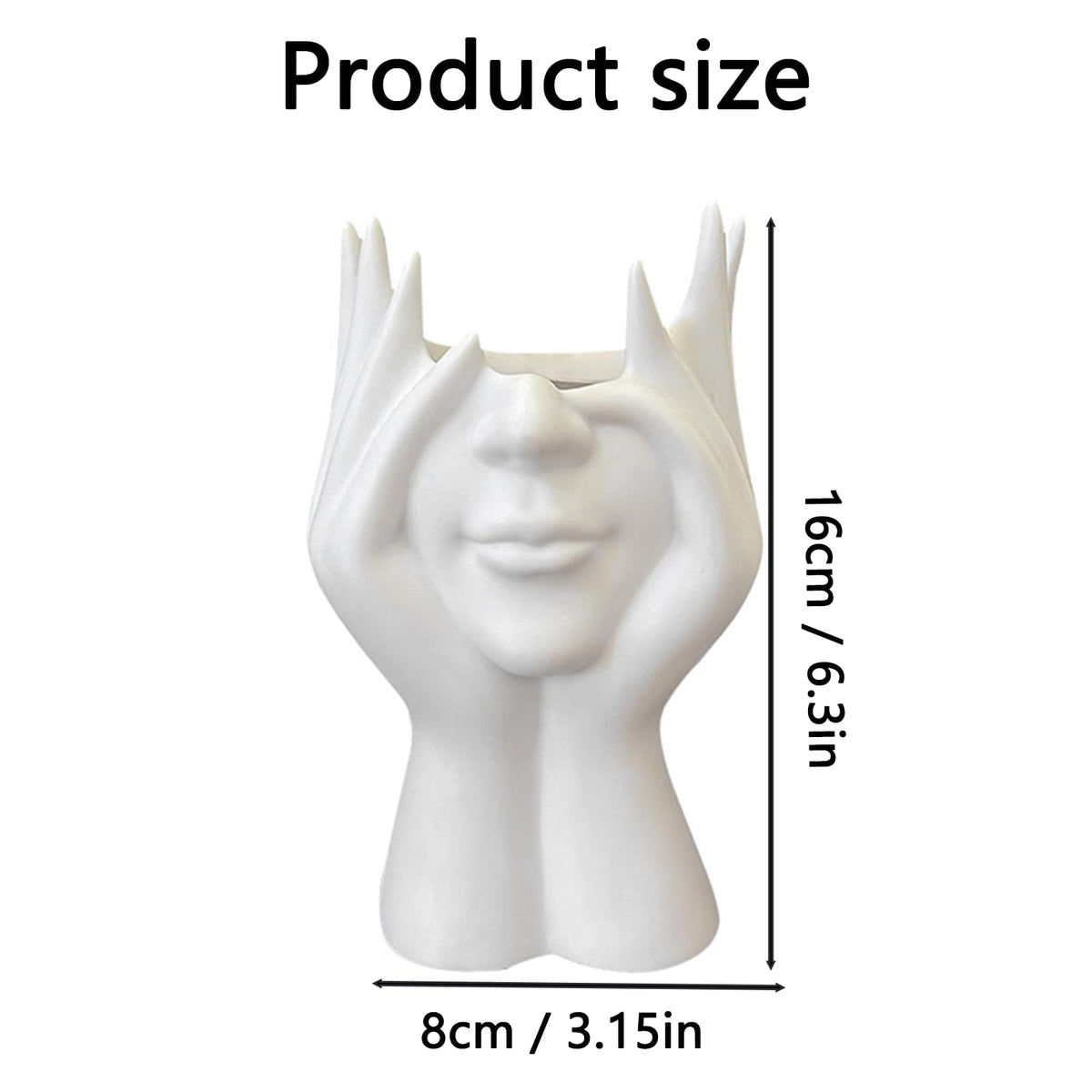 Swanswick Decorative Face Planter, White Plastic Head Vase, Modern Art Flower Pot（Plastic）