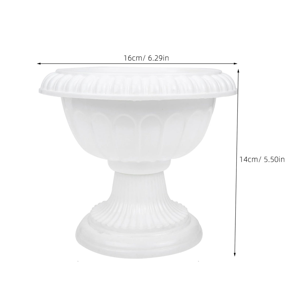 SEWACC 4pcs Mini Roman Style Flower Pots, Plastic Wedding Flower Containers, Decorative Pedestal Planters for Home, White, 6.29 x 6.29 x 5.51 Inch