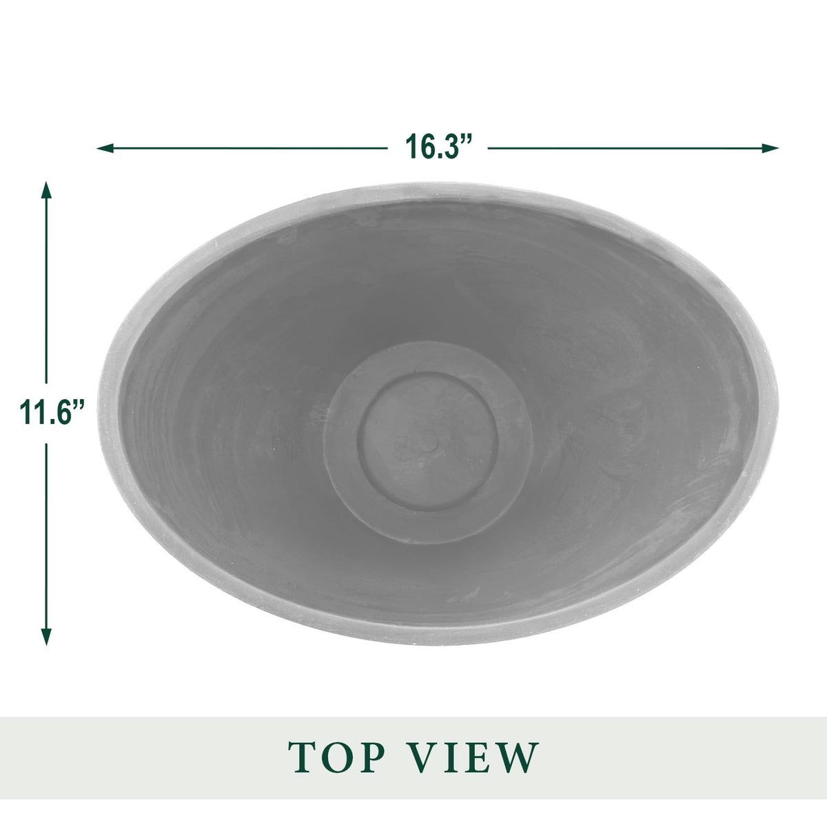 Arcadia Garden Products PSW Pot Collection YB41CT Plastic/Stone/Wood Composite Curved Planter Pot – No Drainage Hole (Drillable), for Indoor and Outdoor Plants and Gardens, 16-inch, Cement Gray