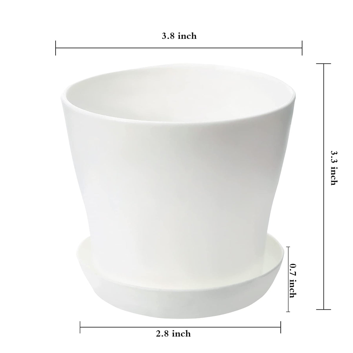 TDHDIKE 10 Pcs Plastic Planters Indoor Flower Plant Pots, Mini Flower Seedlings Nursery Pot/Planter/Flower Pot with Pallet, Modern Decorative Gardening Containers (White25)
