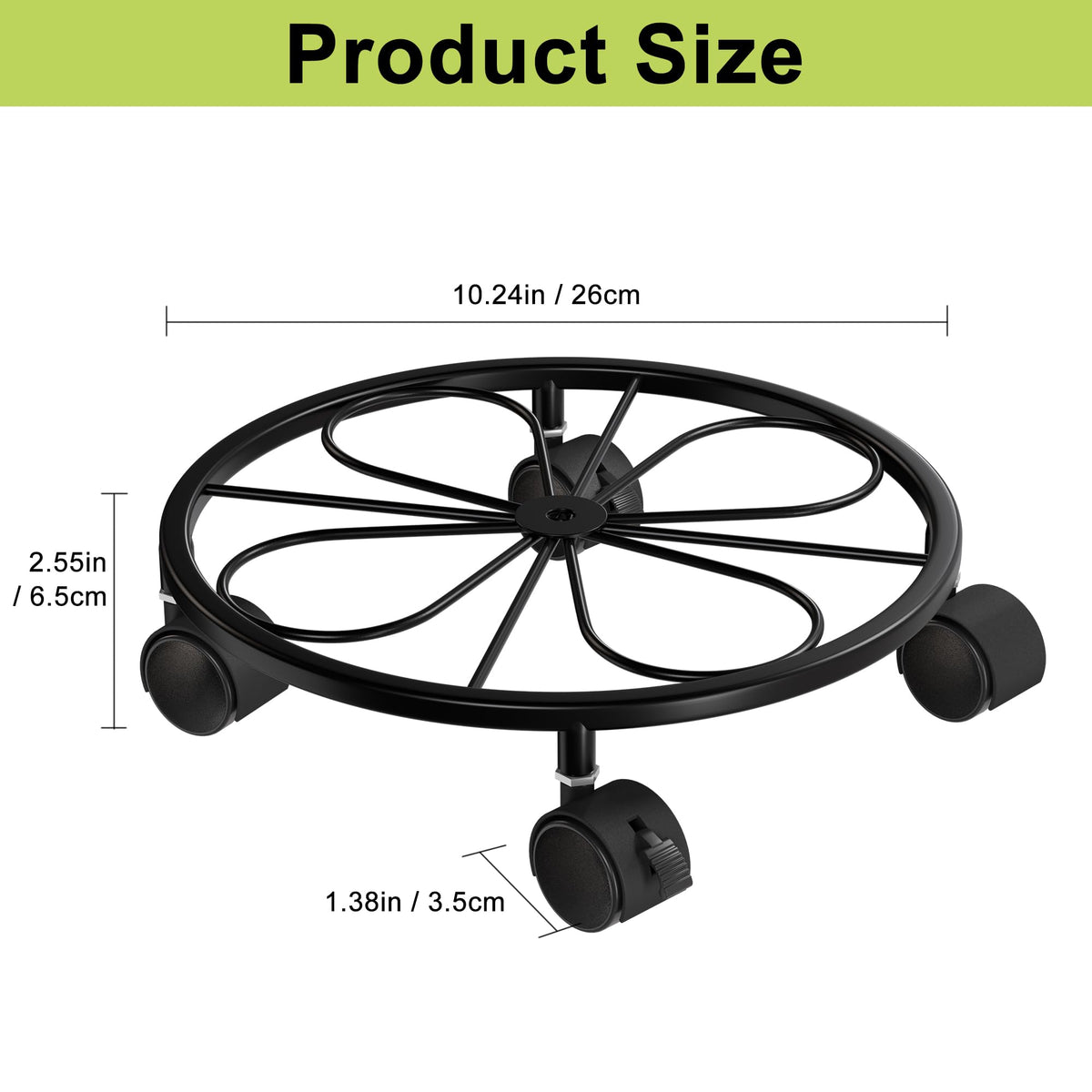 Chinpakden 2 Pack Rolling Plant Stands with Wheels - 10.24" Plant Caddy, 360 °Rotatable and Lockable Plant Rollers, 80LB Weight Capacity, Plant Tray with Casters for Indoor Outdoor Wine Cellar.