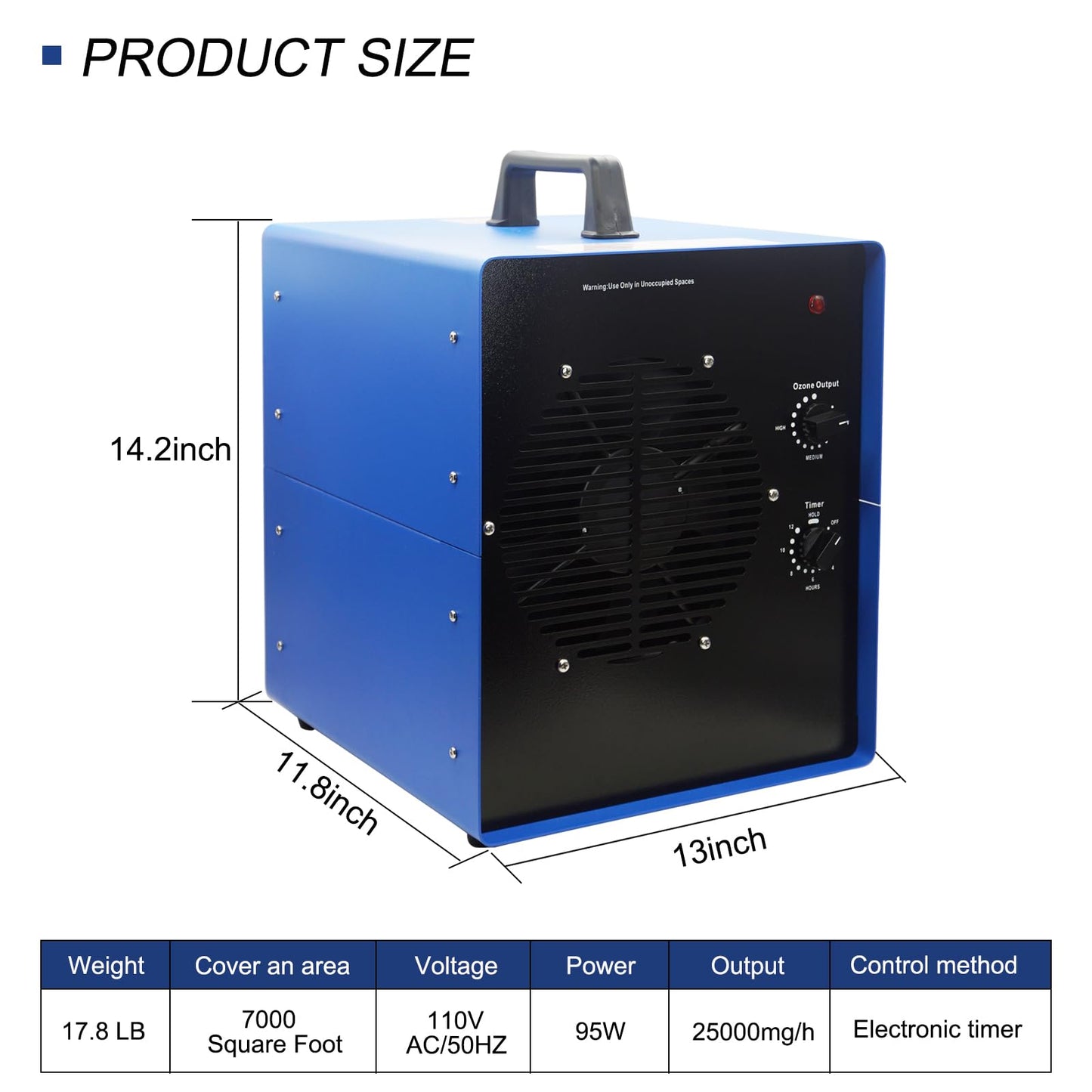 0zone Generator, 7000 Sq/Ft 0zone Machine Ionizer for Industrial, Commercial, Home, Car, Basement