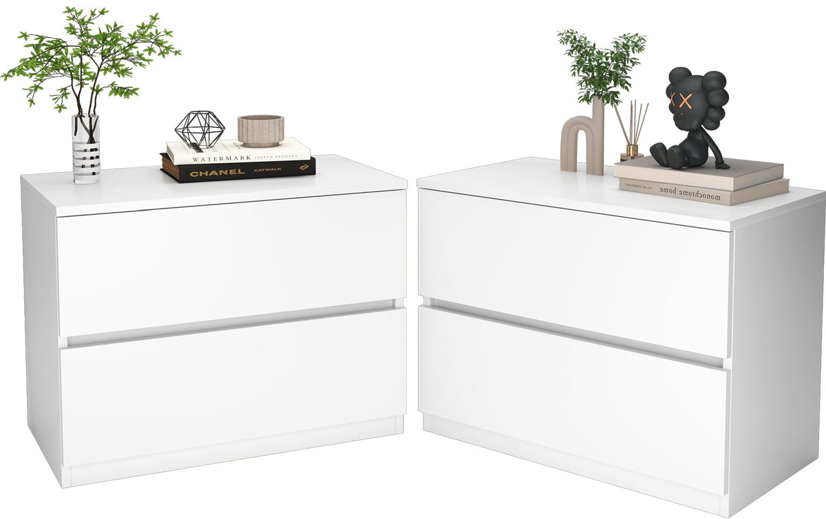 furtble 2 Drawer Dresser, Small Dressers for Closet, Wood Storage Cabinet for Hallway Bedroom Entryway, Nightstand Sofa Beside Table Drawer Chest, 23.6 in, White