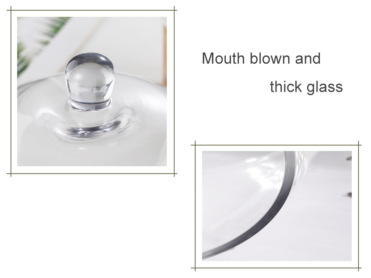 7.5" Tall Handmade Glass Cloche, Thick & Sturdy, Dia 5"xH 7.5", For Terrarium, Plants, Trinkets, Cakes, Figurines, LED Light String, Candle. Cloche Glass Dome, Bell Jar Display Case (1, 5.12"x7.48")