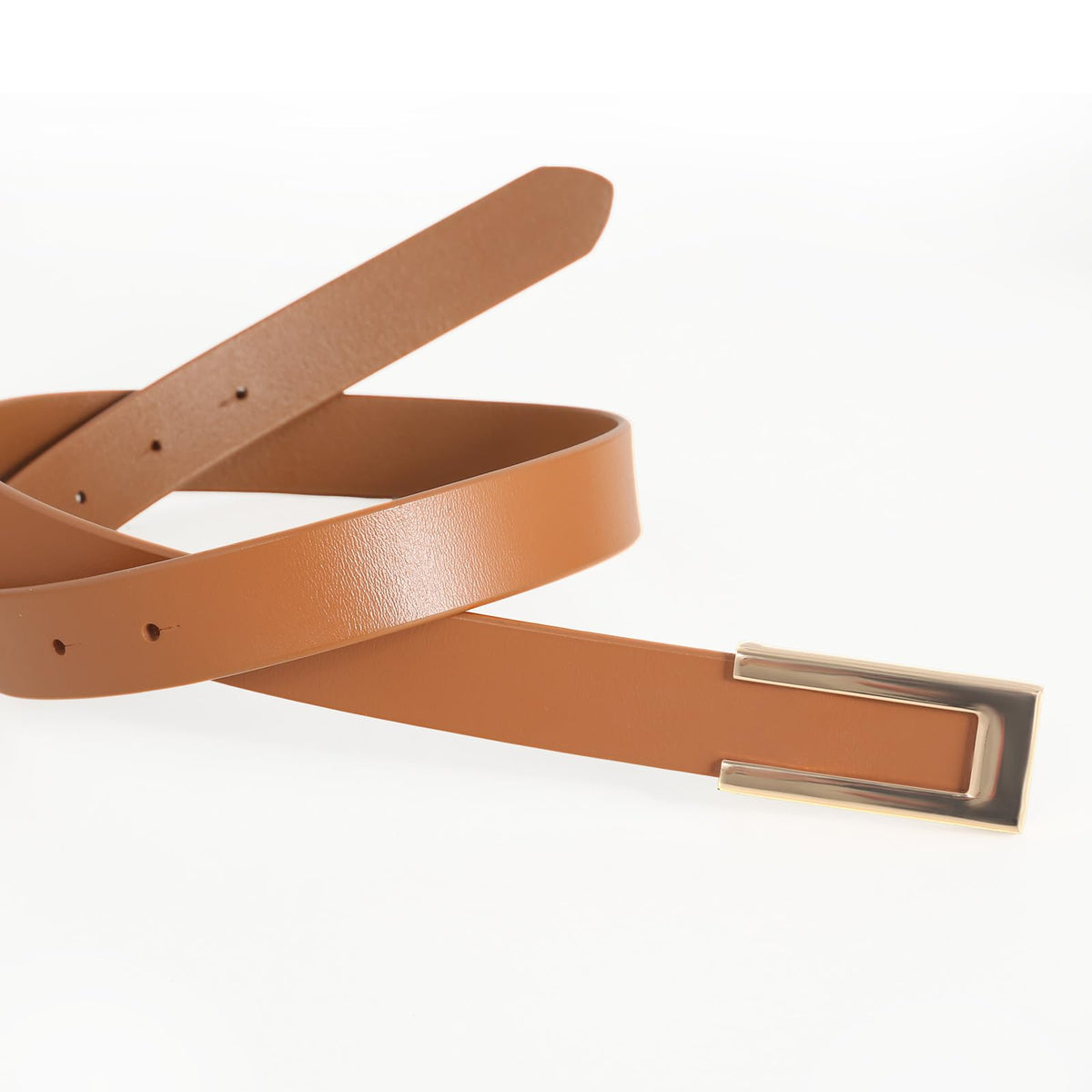 YooAi Womens Leather Belt Skinny Waist Belt for Dresses Jeans Pants with Gold Buckle Black+Brown 105