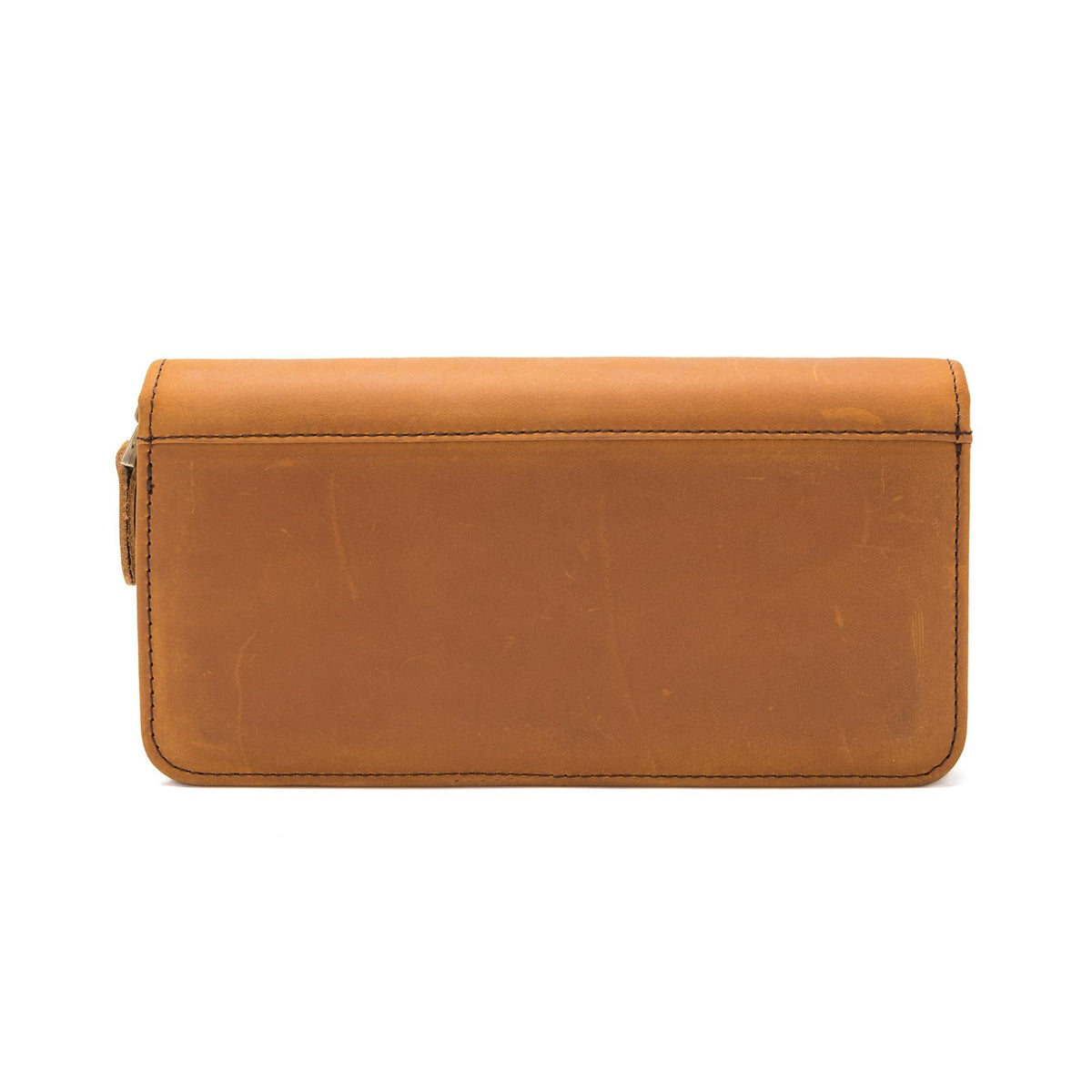 Geslun Genuine Leather Fountain Pen Case - Zippered Ballpoint Pen Pouch Bag with 4 Loops Holder, Inside Open Slot, Handmade Soft Cowhide, Vintage Stationery Gift for Men and Women, Brown