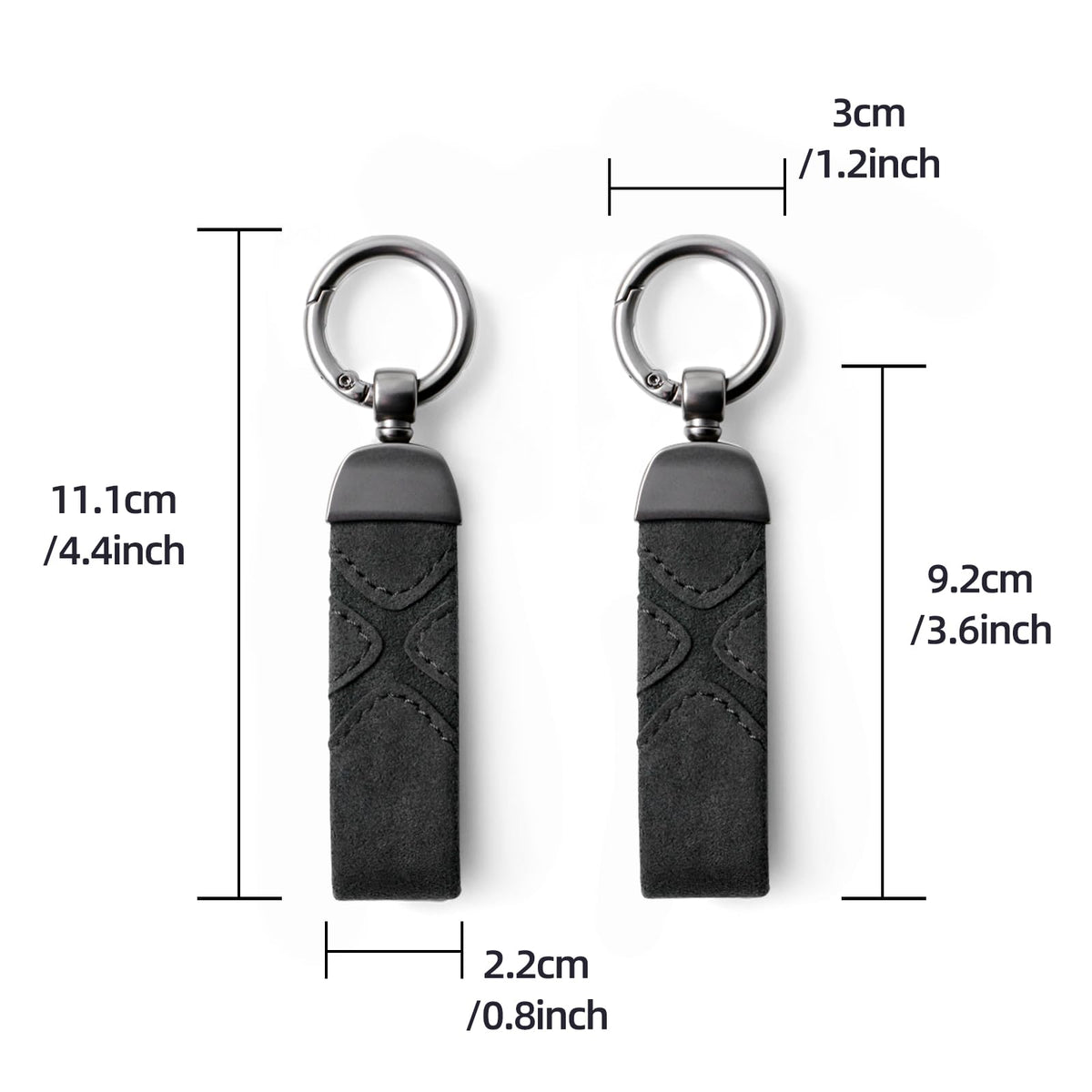 BETTERHUMZ Leather Suede Car Keychain,Key Chain Clip for Alcantara, Anti-Lost D-Ring for Men and Women Car Accessories (Suede, Black)