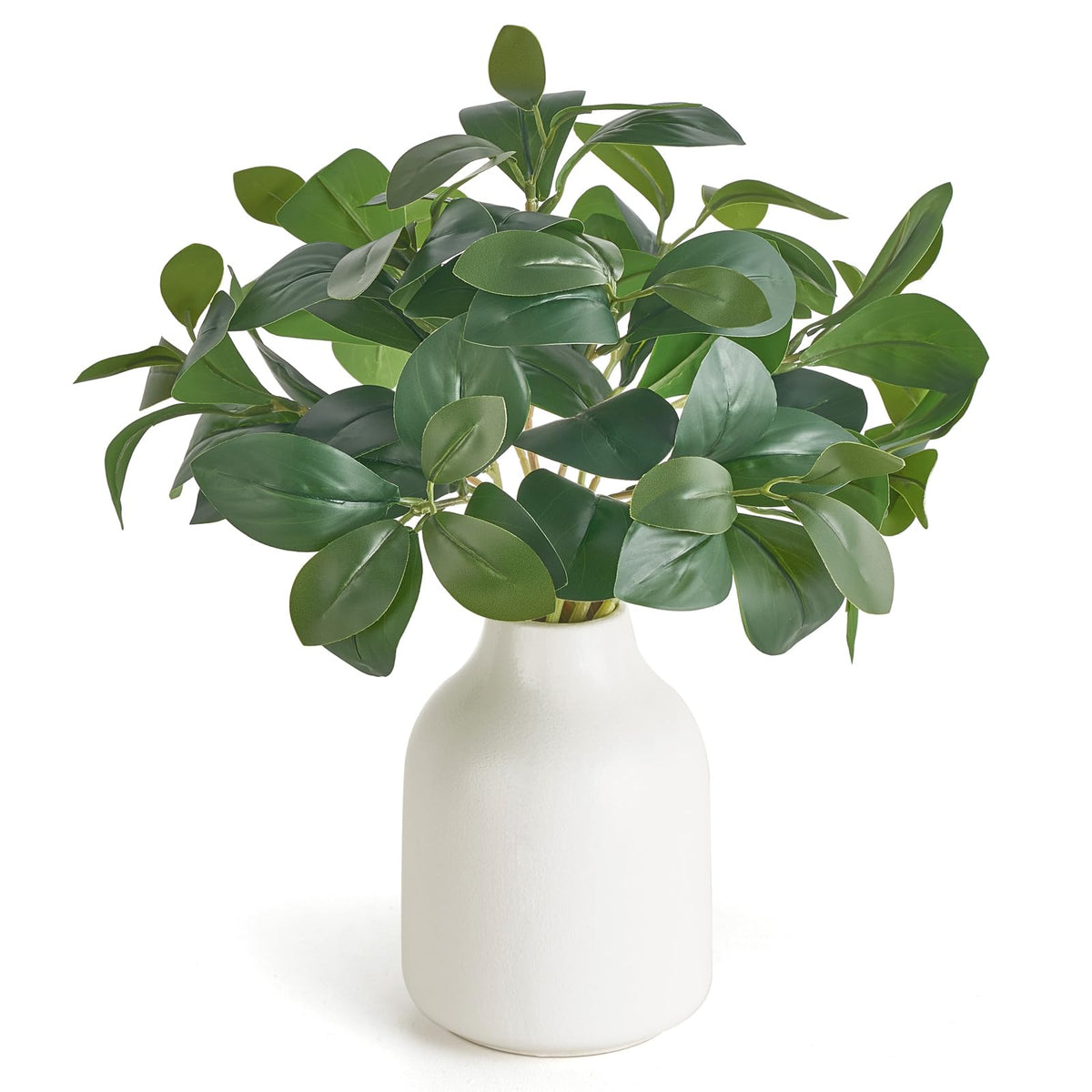 Dahey Fake Plants in Small Ceramic Vase Realistic Artificial Faux Plants Indoor Modern Farmhouse Table Centerpieces for Bathroom Kitchen Shelf Living Room Home Greenery Decor, White