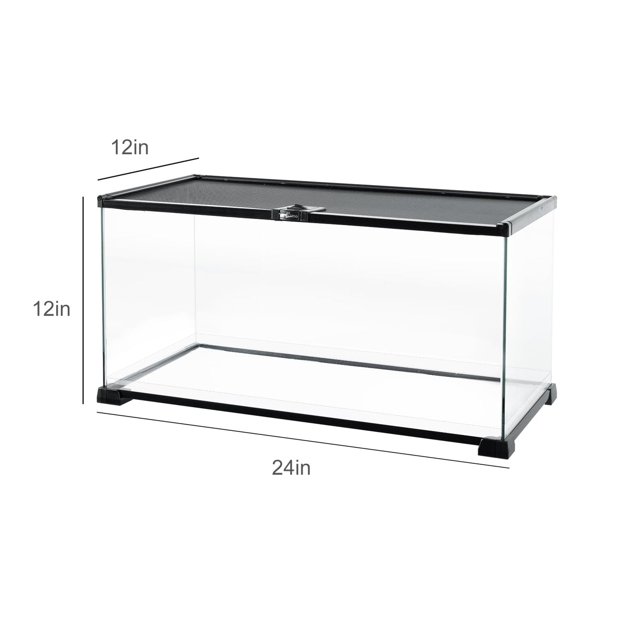 REPTI ZOO Full Glass 15 Gallon Reptile Tank, Medium Reptile Terrarium 24" X 12" X 12" for Gecko Hermit Crab Hognose Snake etc, Top Screen Ventilation & Feeding