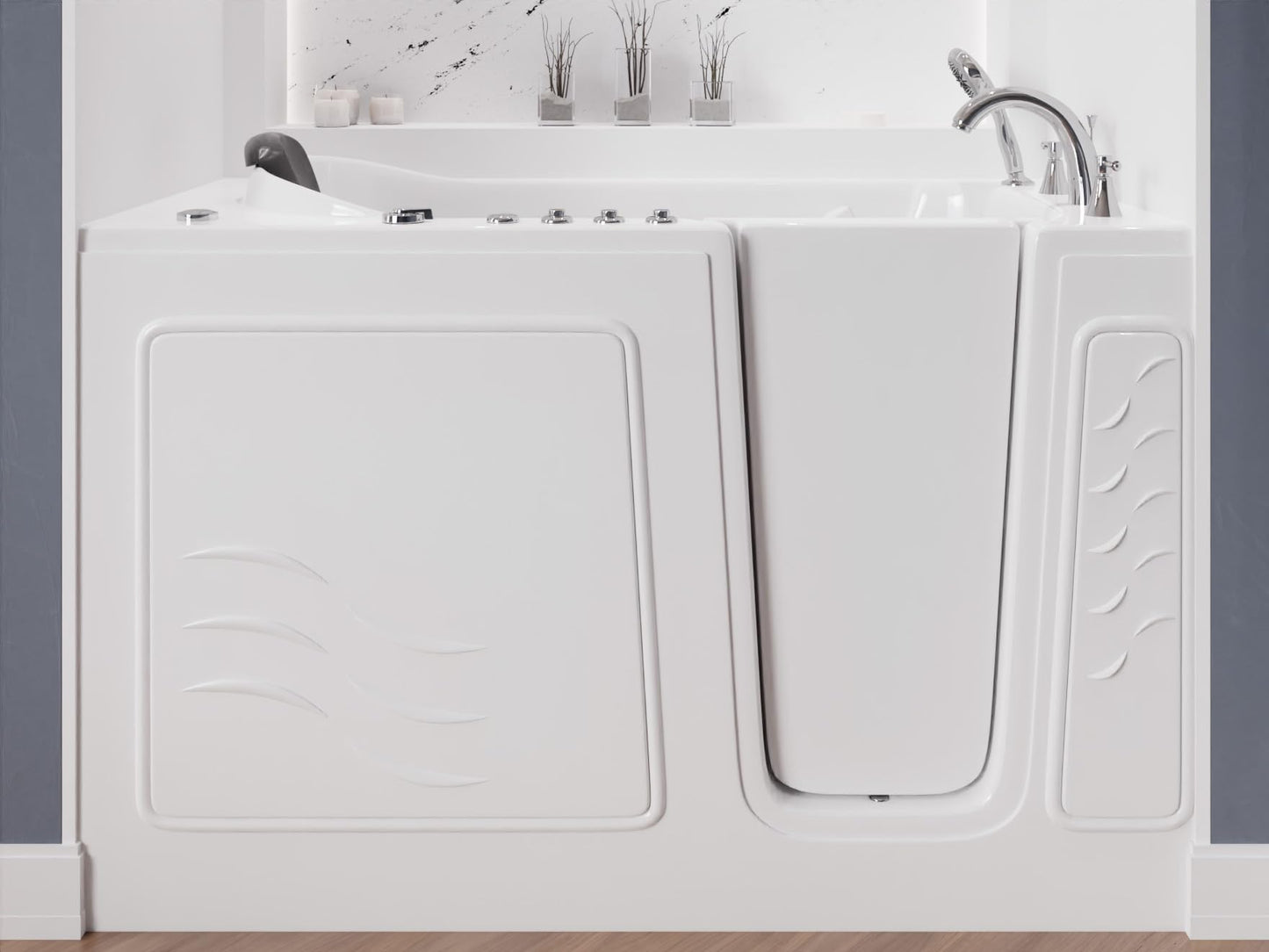ANZZI Walk-In Tub, 30 x 60 in, Right Drain, Air & Whirlpool Jets, 110V