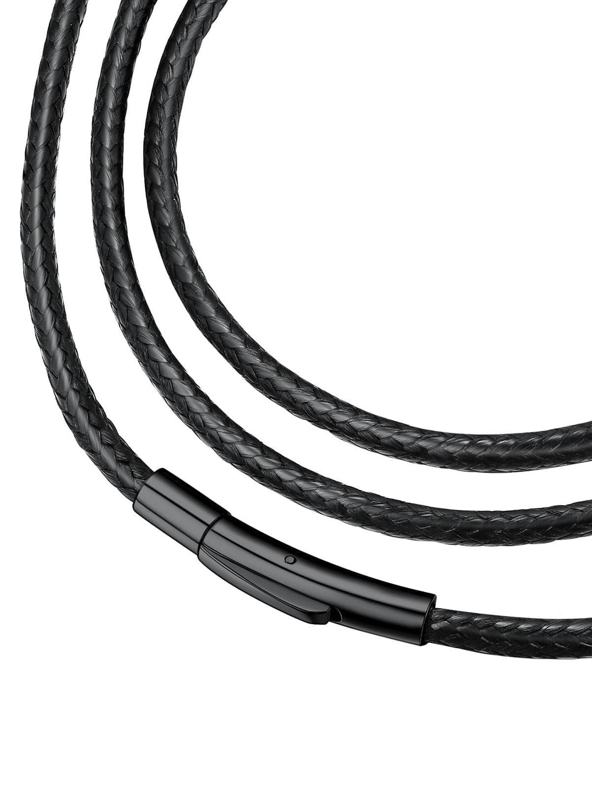 FaithHeart Waterproof Braided Leather Cord Chain Necklace Mens Wax Rope Chains for Pendant with Stainless Steel Clasp