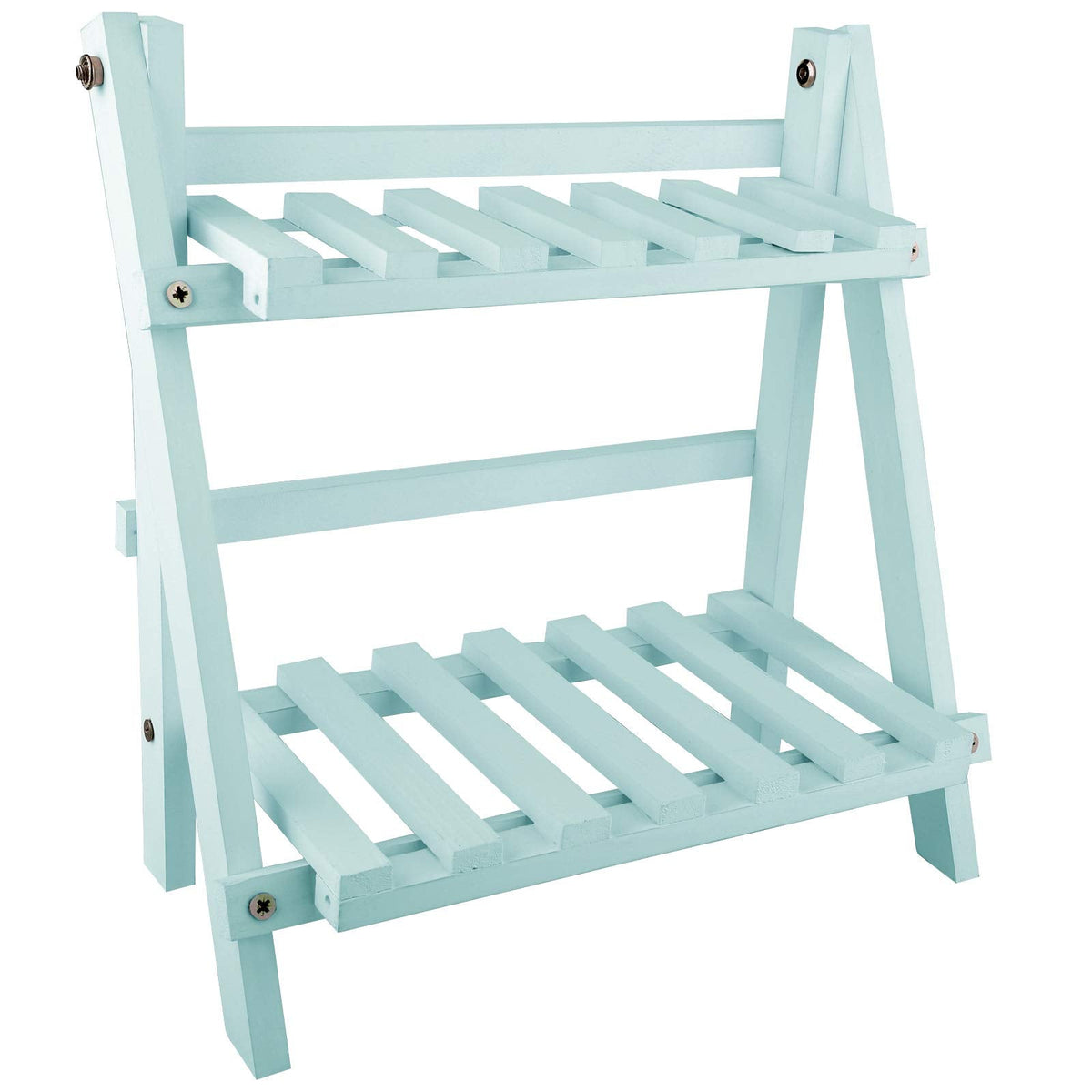 ZHZXBDGQ Wooden Plant Stand, 2 Tier Flower Display Rack Holder, Indoor Outdoor Plant Stand Flower Pots Holder for Home Desktop Garden Patio Balcony Decoration-Green