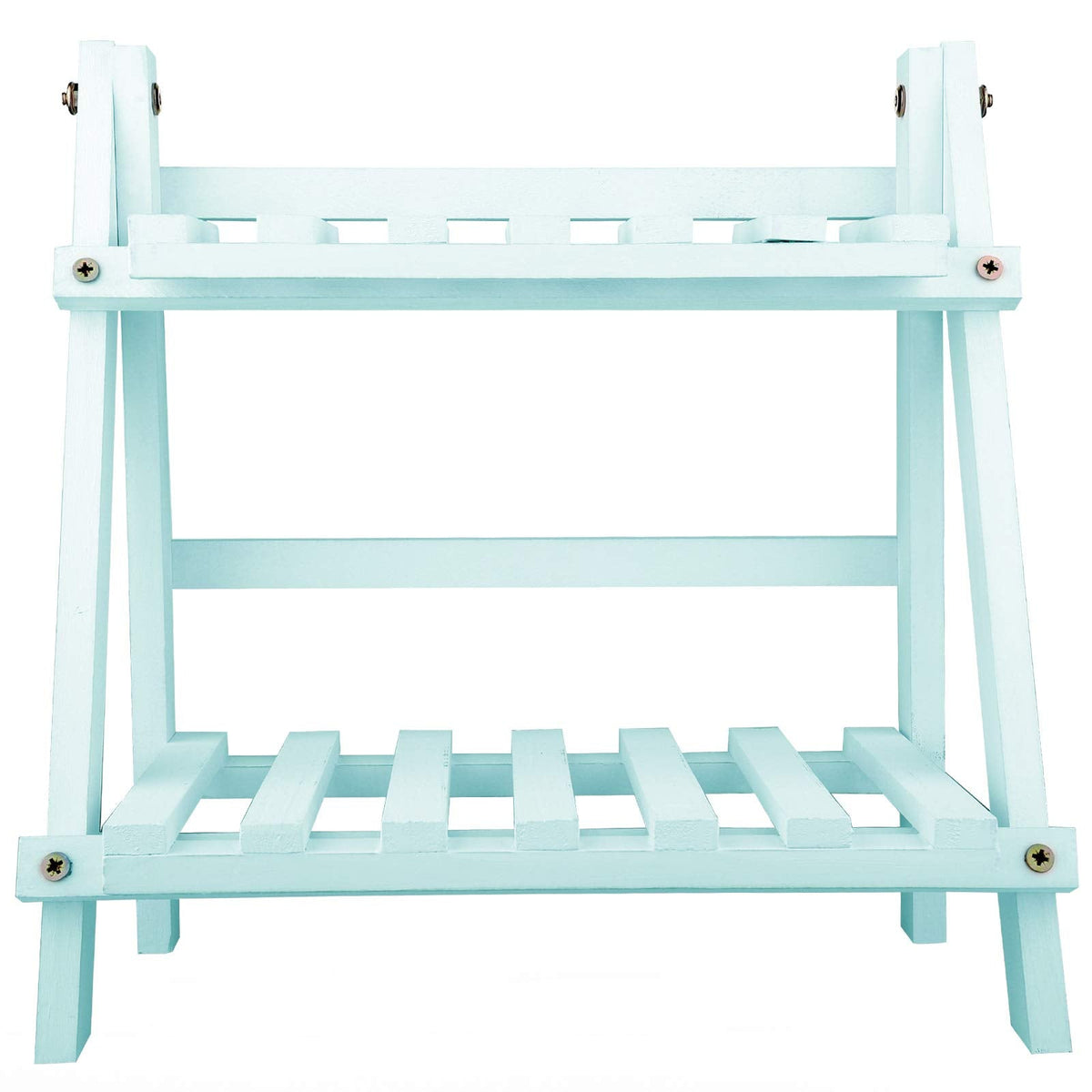 ZHZXBDGQ Wooden Plant Stand, 2 Tier Flower Display Rack Holder, Indoor Outdoor Plant Stand Flower Pots Holder for Home Desktop Garden Patio Balcony Decoration-Green