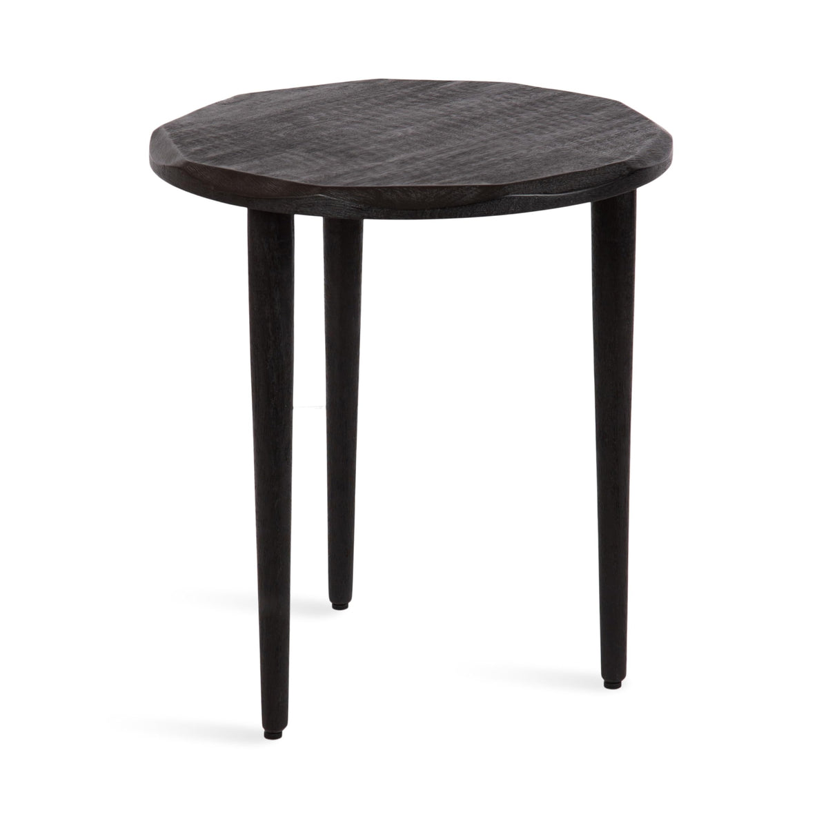 Kate and Laurel Tavares Modern Wooden Round Side Table, 18 x 18 x 20, Black, Solid Wood Accent End Table with Textured Top and Faceted Edge for Use as Indoor Plant Stand or Living Room Decor Piece