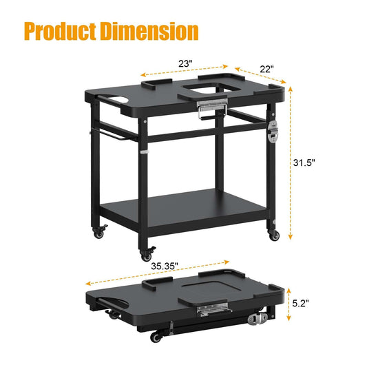 "Universal Grill Stand for Ninja Woodfire Outdoor Grill,Portable Foldable Cart Table, Griddle Pan Compatible with Ninja Woodfire OG951 OG850 OG952 Smoker Accessories"
