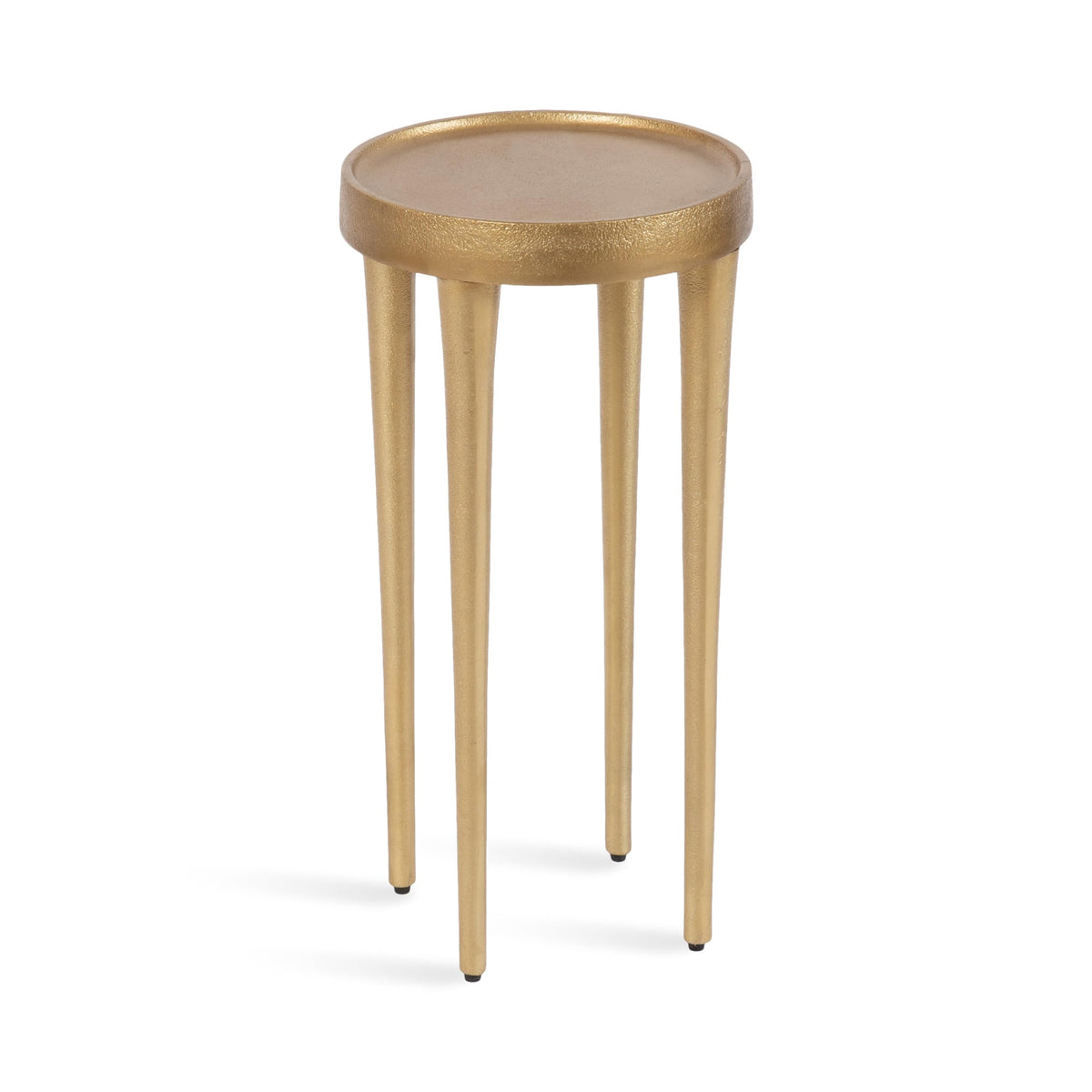Kate and Laurel Rava Modern Metal Round Drink Table; 10 x 10 x 21; Gold; Cast Aluminum Accent Table for Use as Indoor Plant Stand or Living Room Decor Piece