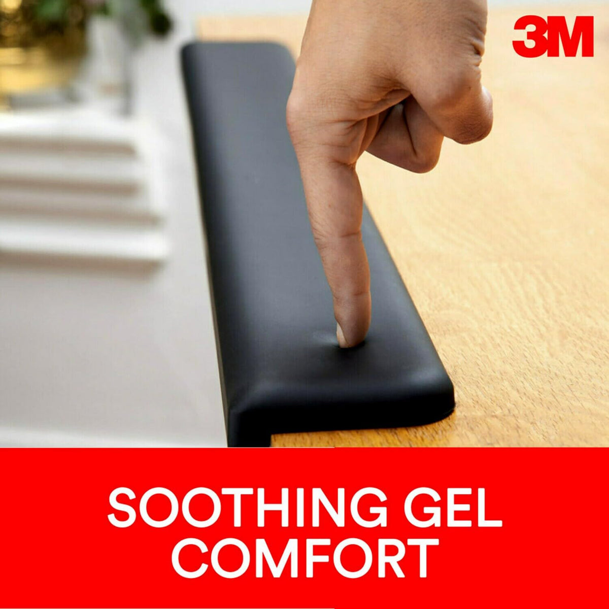 3M Gel Wrist Rest for Standing Desks, Wraps Around Edge of Desk for Comfort, Non-Slip Back Stays in Place (WR200B)