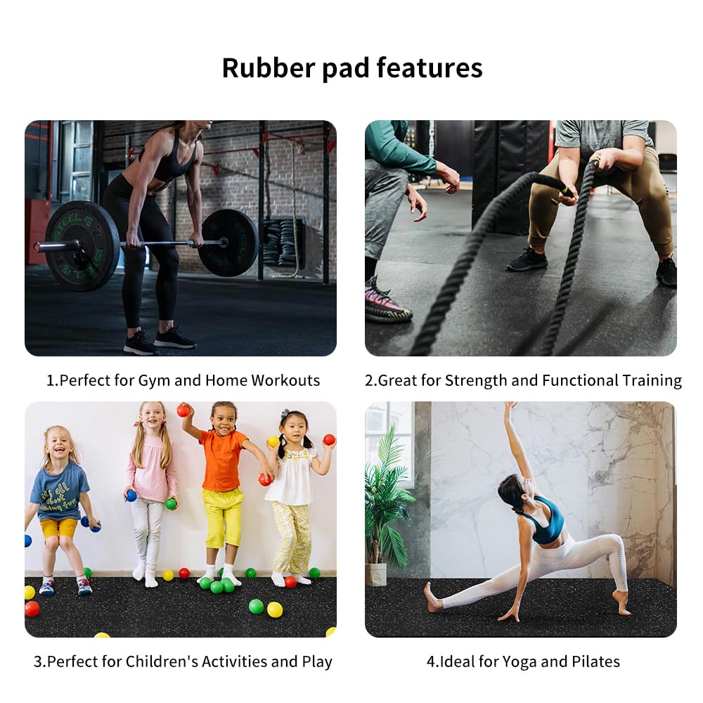 0.8in Thick 48 Sq Ft Gym Flooring for Home Gym, 12 Tiles Workout Exercise Equipment Mats, Rubber Top with EVA Foam, Interlocking Puzzle Floor Tiles for Fitness Room, Protective Flooring Mat
