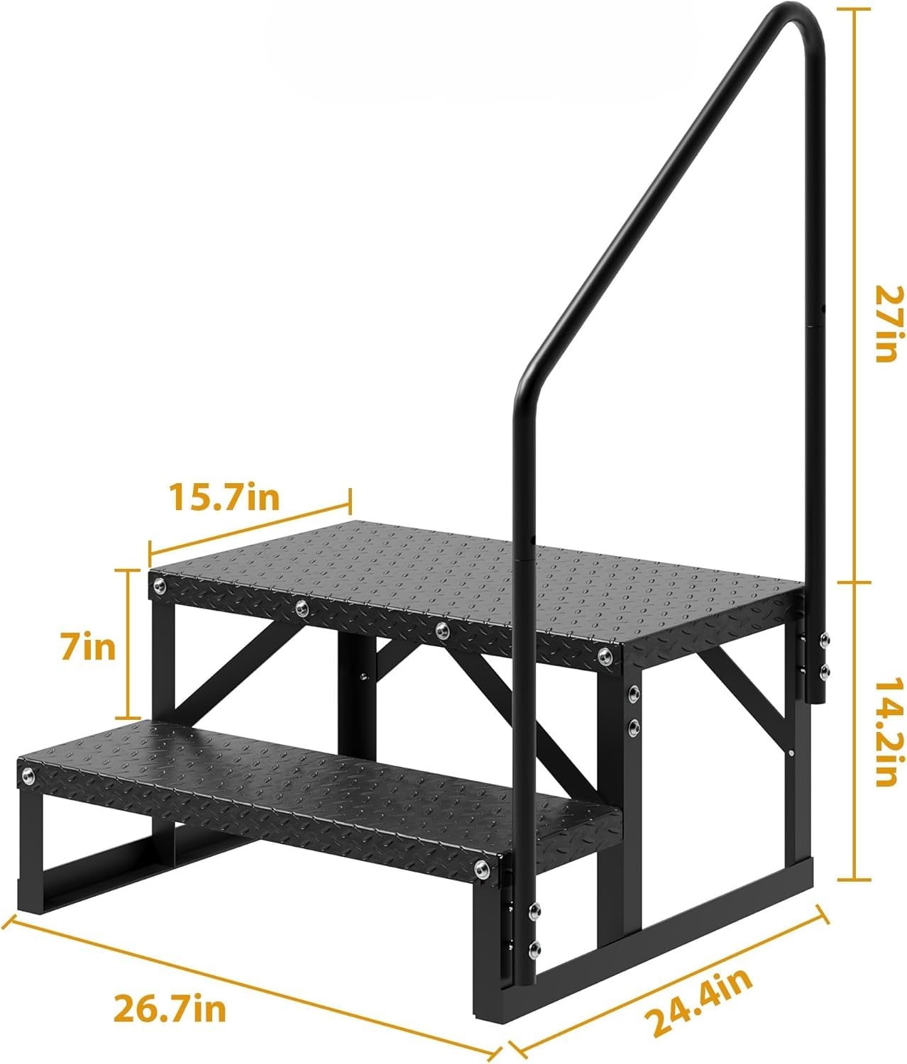 GAOMON RV Steps with Handrail 2 Step, Hot Tub Steps with Handrail, Portable Pool Ladder, 660 lbs Load Capacity RV Stairs for Camper, SPA, Pool, Mobile Home