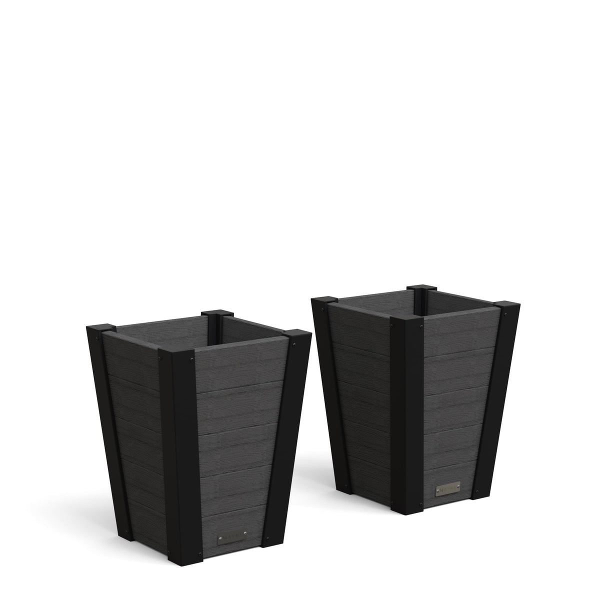 Mayne Vista 18in Outdoor Planter 2-Pack- Modern Tall Tapered Design with Drainage Hole for All Season Use - Ideal Front Porch Decor & Patio Planter - Easy Assembly