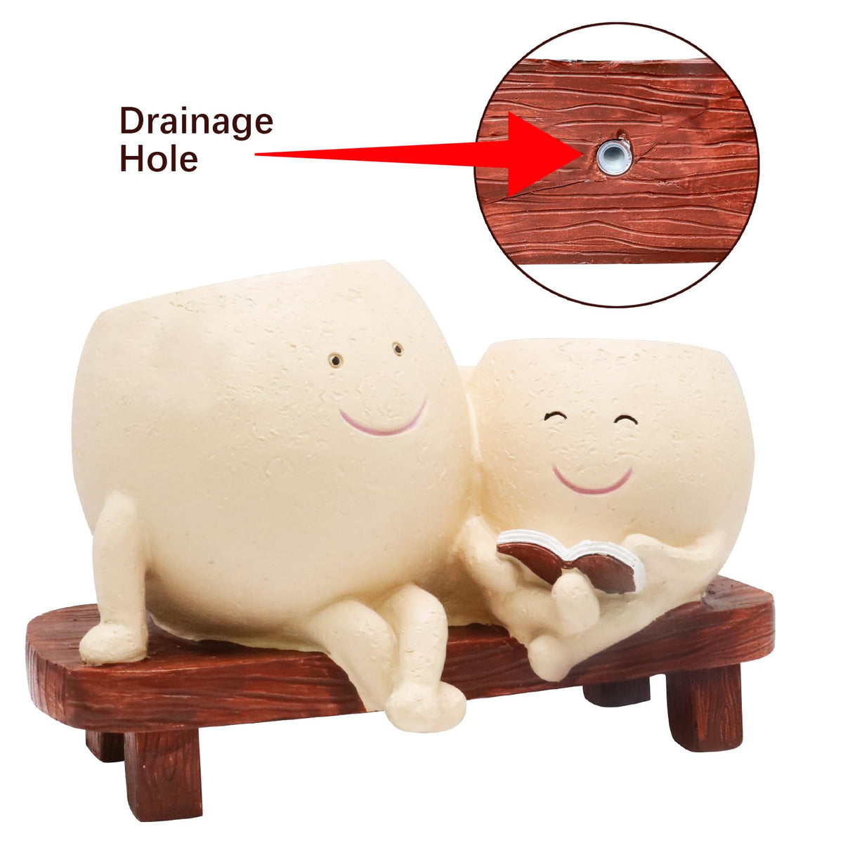 LAUGOKOBE Smily Face Planter Pot for Plants, Cute Double Head Planters for Indoor Outdoor Plants, Modern Lady Head Vase Girl Face Planter, Unique Succulent Pots with Drainage Hole (Khaki)