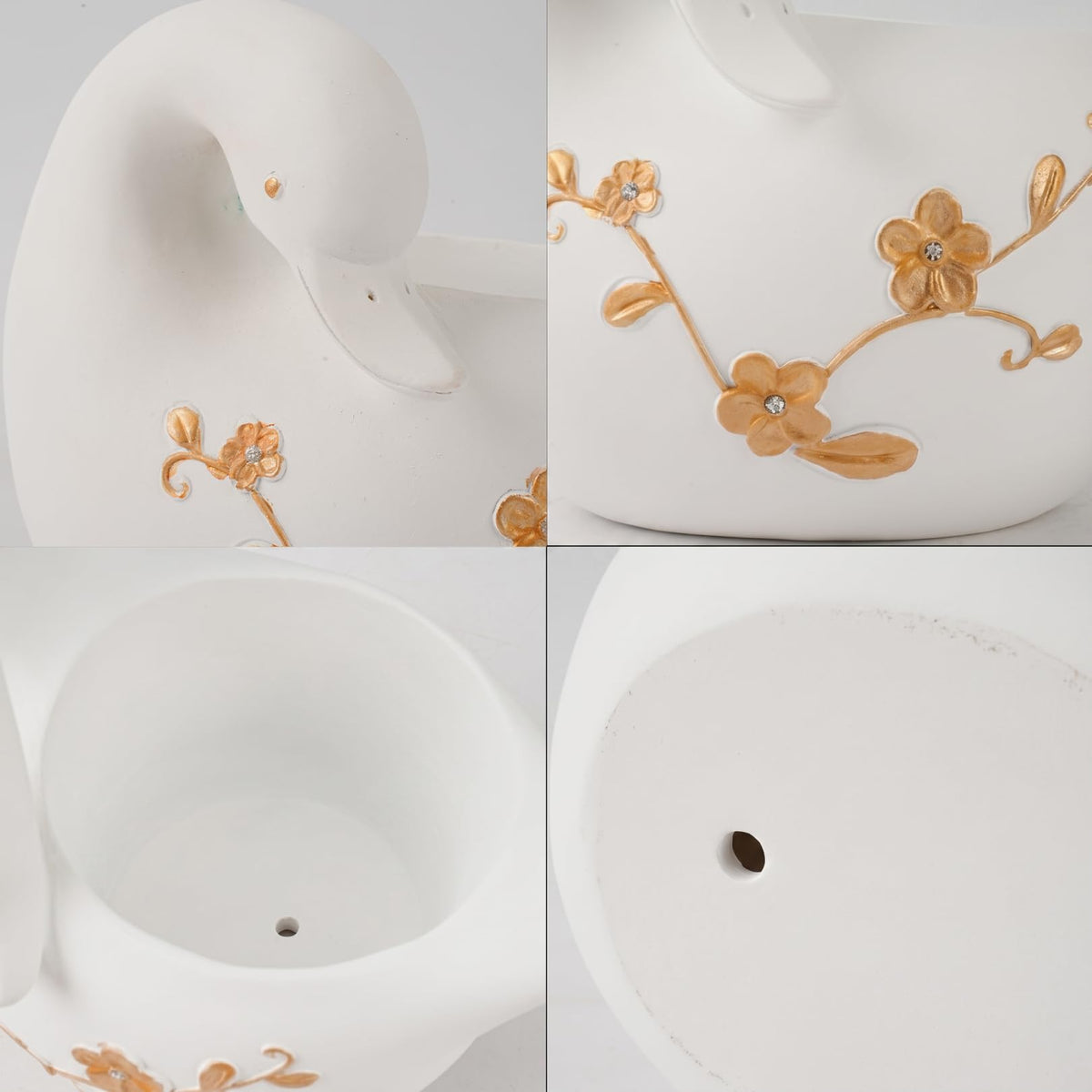 Elenon Goose Planter for Succulents Indoor Outdoor with Drainage Hole, Unique Home Garden Decor Resin Cute Flower Pot Gift Idea for Plant Lovers (White)