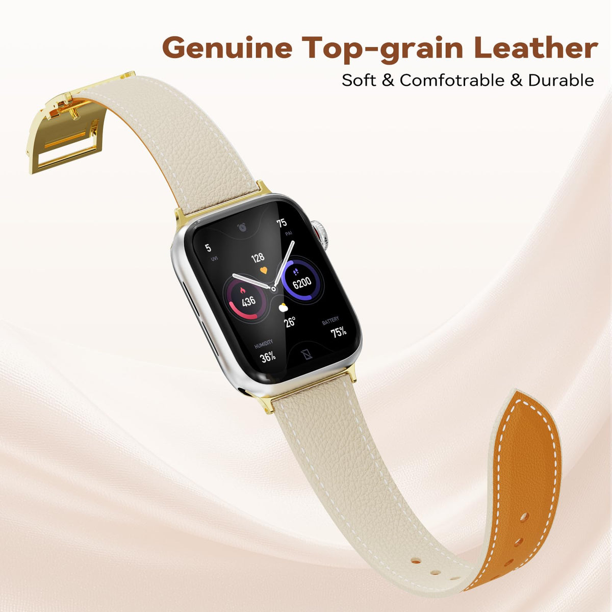 EVIE BAND Leather Stap Compatible with Apple Watch Bands for Women 40mm 42mm 44mm 46mm 38mm 41mm 45mm 49mm Series 11 10 Ultra iWatch Bands Men Magnetic Dreesy Designer Gold Clasp 9 8 7 6 5 4 3 2 1