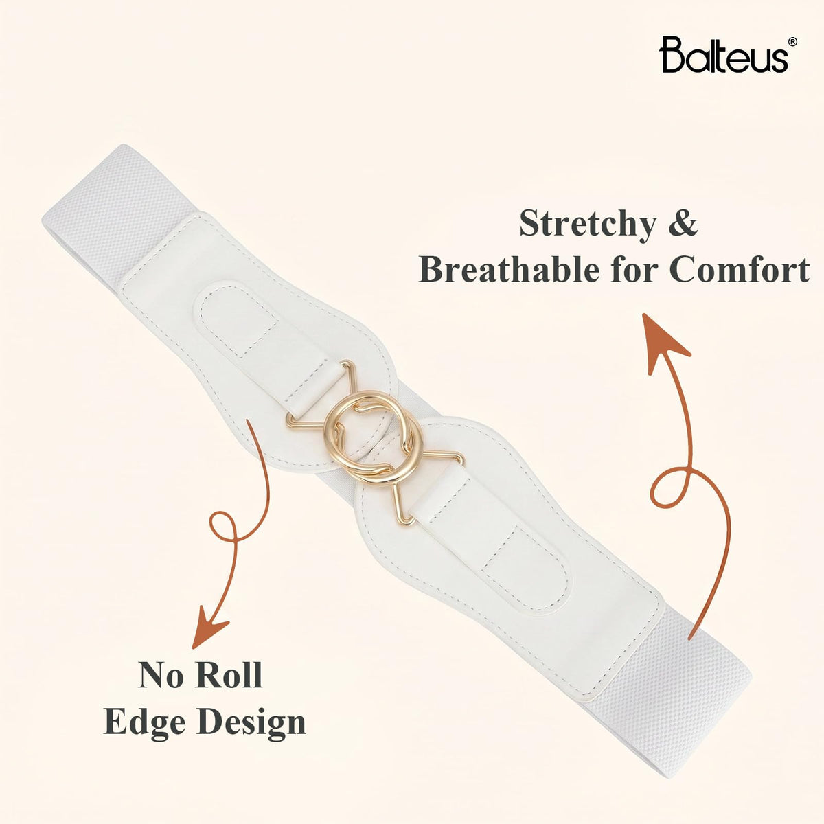 Womens Wide Waist Belt for Dresses High-Resilience Stretchy Woven Elastic Belt with Anti-Scratch Gold-Tone Interlocking Buckle for Office Date Modern Outfits