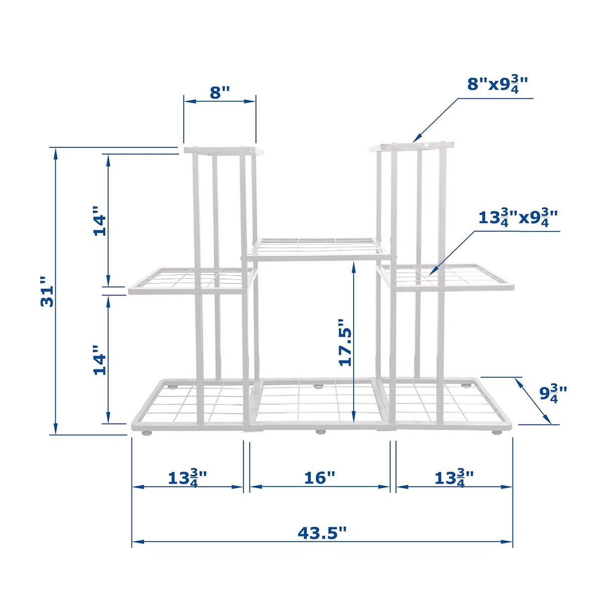 MTB Garden 3 Tier 8 Potted Metal Large Plant Stand for Indoor Outdoor Flower Pot Display Planter Shelf, White