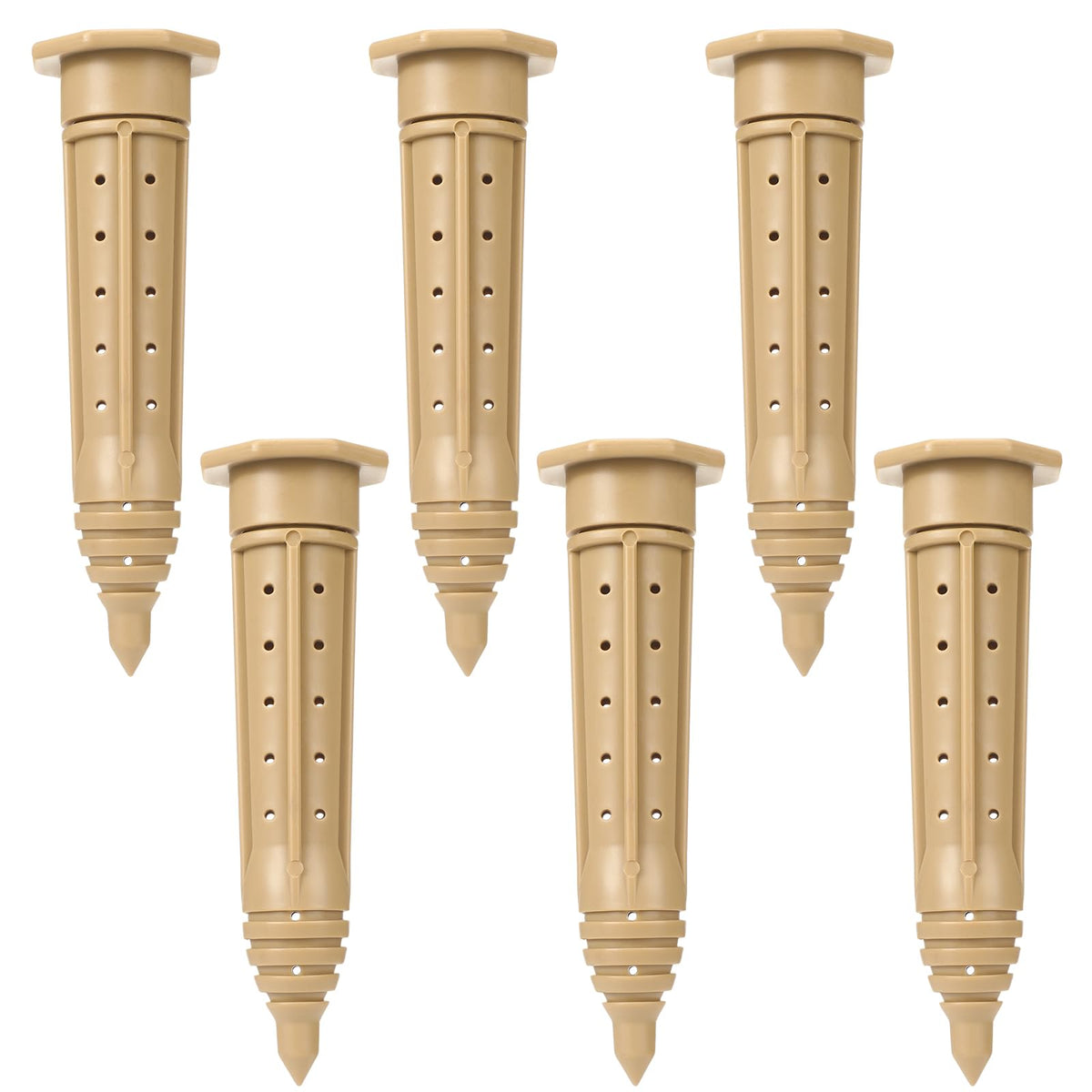 Briwooody 6 Pack 8 Inch Garden Watering Stake Large UV Protected ABS Plastic Deep Root Irrigation Spike Brown Drip System Parts Tubes for Trees Shrubs Bushes Flowers Fruits Vegetables Potted Plants