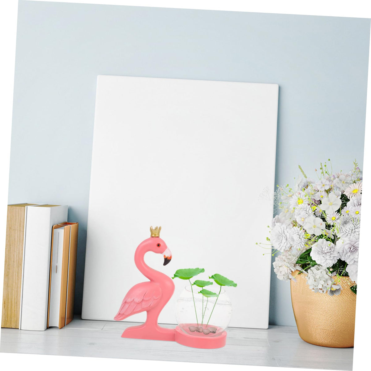 Hemobllo Creative Flamingo Hydroponic Plant Vase Glass Resin Desktop Terrarium for Air Plants Pothos Vine Centerpiece Home Decor with Removable Vase for Easy Cleaning