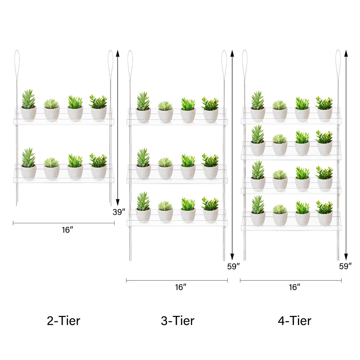 Sumerflos 2-Tier Acrylic Window Boxes Plant Shelves for Window of Kitchen, Bedroom, Living Room, 16 Inch Wall Flower Double Hanger Boxes Adjustable Hanging Shelves for Indoor Plants, Succulents
