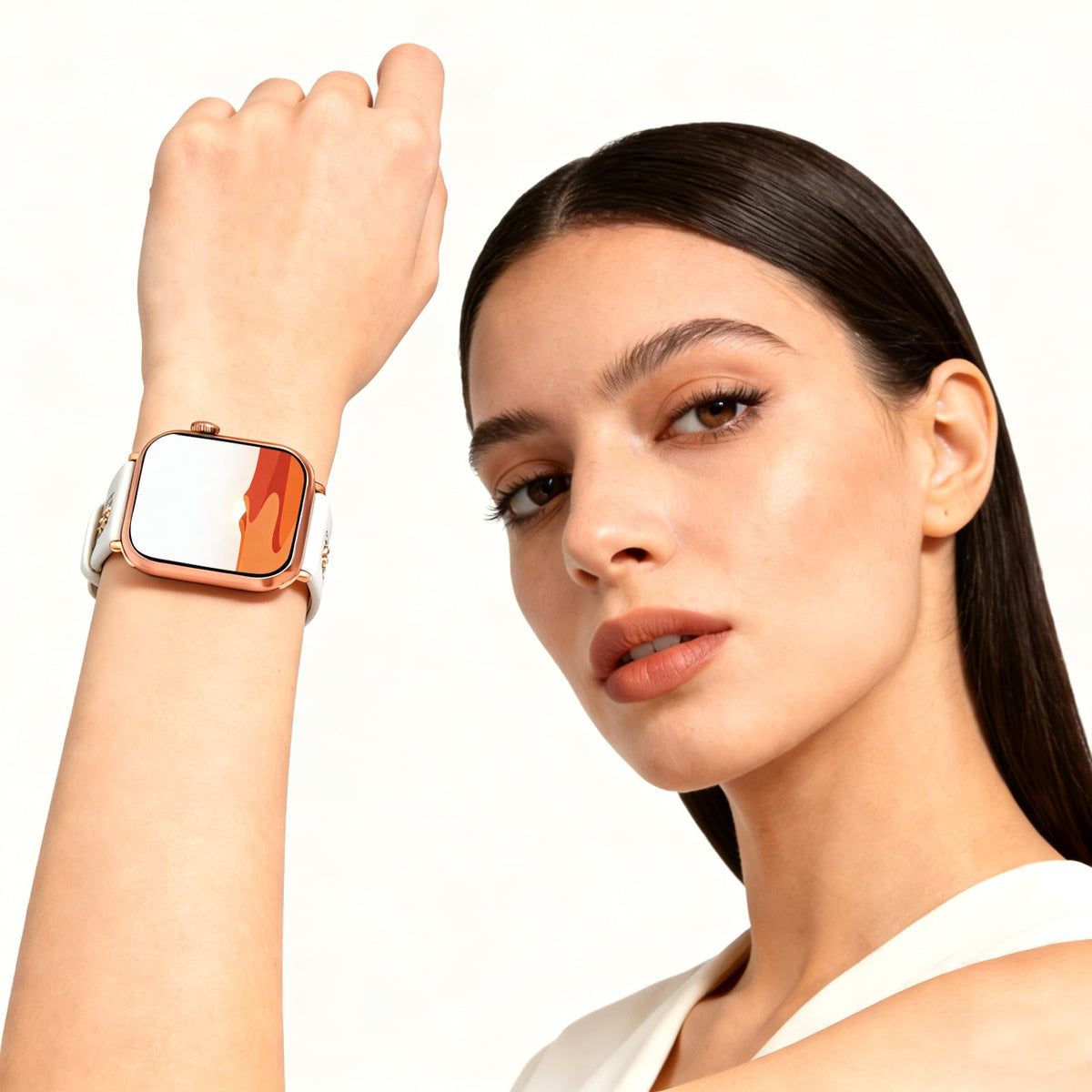 Handodo Italian genuine leather apple watch band with Gold Chain Details, Compatible with Apple Watch Series 11 10 9 8 7 6 5 4 3 2 1 SE SE2 Ultra 2/3, iwatch bands for women men 40mm 38mm 41mm 42mm 44mm 45mm 46mm, SGS Certified,white