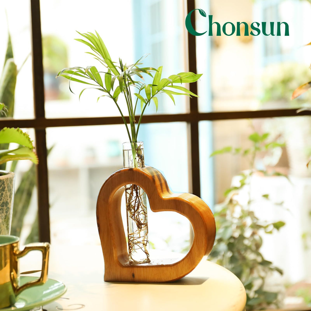 Chonsun Plant Propagation Stations Plant Terrariums Wall Hanging Planters Plants Stand Indoor with Glass Test Tube Planter Wall Decor Gifts for Women Mom