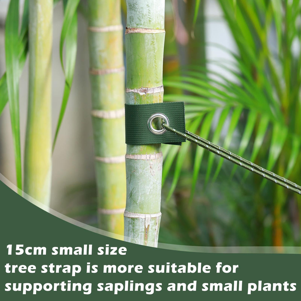 Sintuff 9 Set Heavy Duty Tree Stake Kit 5.91 Inches/ 15 cm Tree Straps for Staking and 13.12 ft/ 4 m Dock Lines Rope for Support Anchoring Home Leaning Plant Straightening Garden Tent (Green)