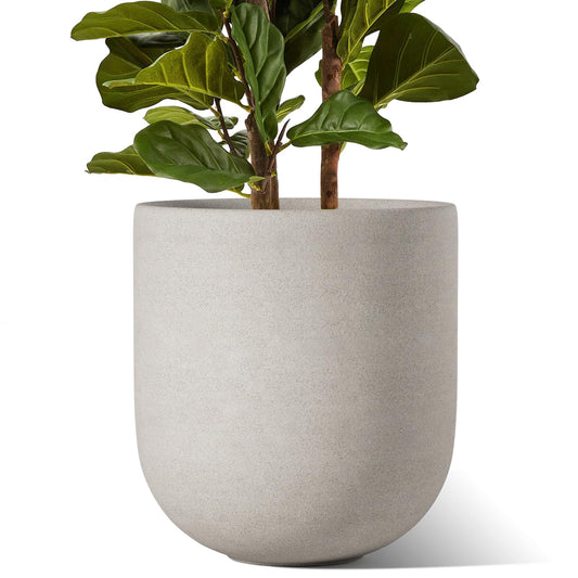 LE TAUCI 12 Inch Pots for Plants, Ceramic Large Planters for Indoor Plants, Indoor Plant Pots for Home Garden Patio Office, Planter Pots with Drainage Hole and Rubber Plug, Neutral Gray