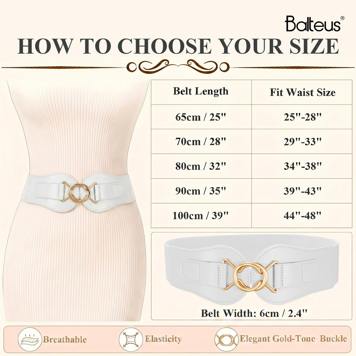 Womens Wide Waist Belt for Dresses High-Resilience Stretchy Woven Elastic Belt with Anti-Scratch Gold-Tone Interlocking Buckle for Office Date Modern Outfits