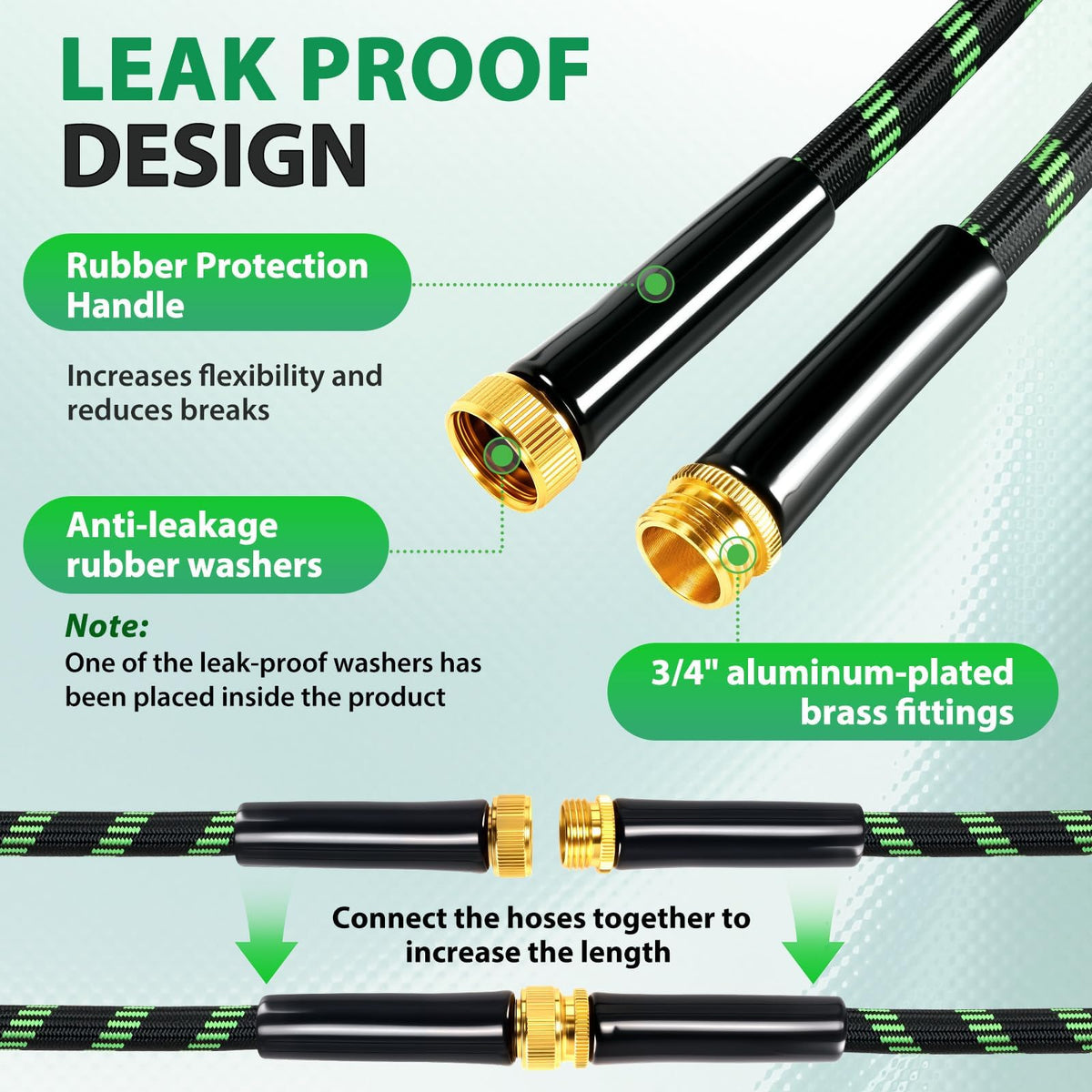 Ahititi Garden Hose 25 ft Water Hose Flexible Non-Expandable Outdoor Heavy Duty Lightweight Leakproof Kink-free flex Watering Hose Pipe for 3/4 inchs Fitting Yard Lawn Outside Car Wash
